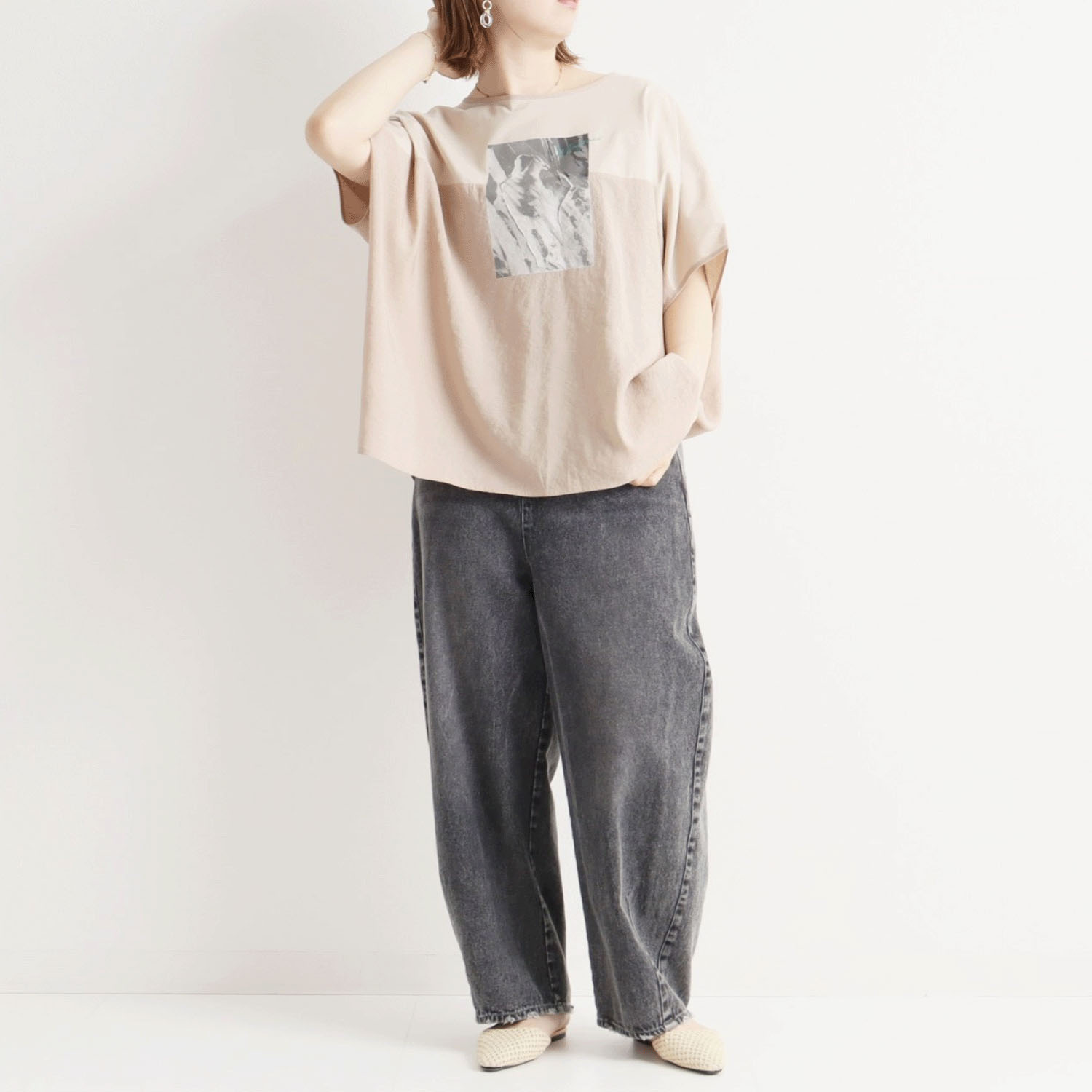 MAFRAIS 異素材MIXドルマンプルオーバー - 画像4