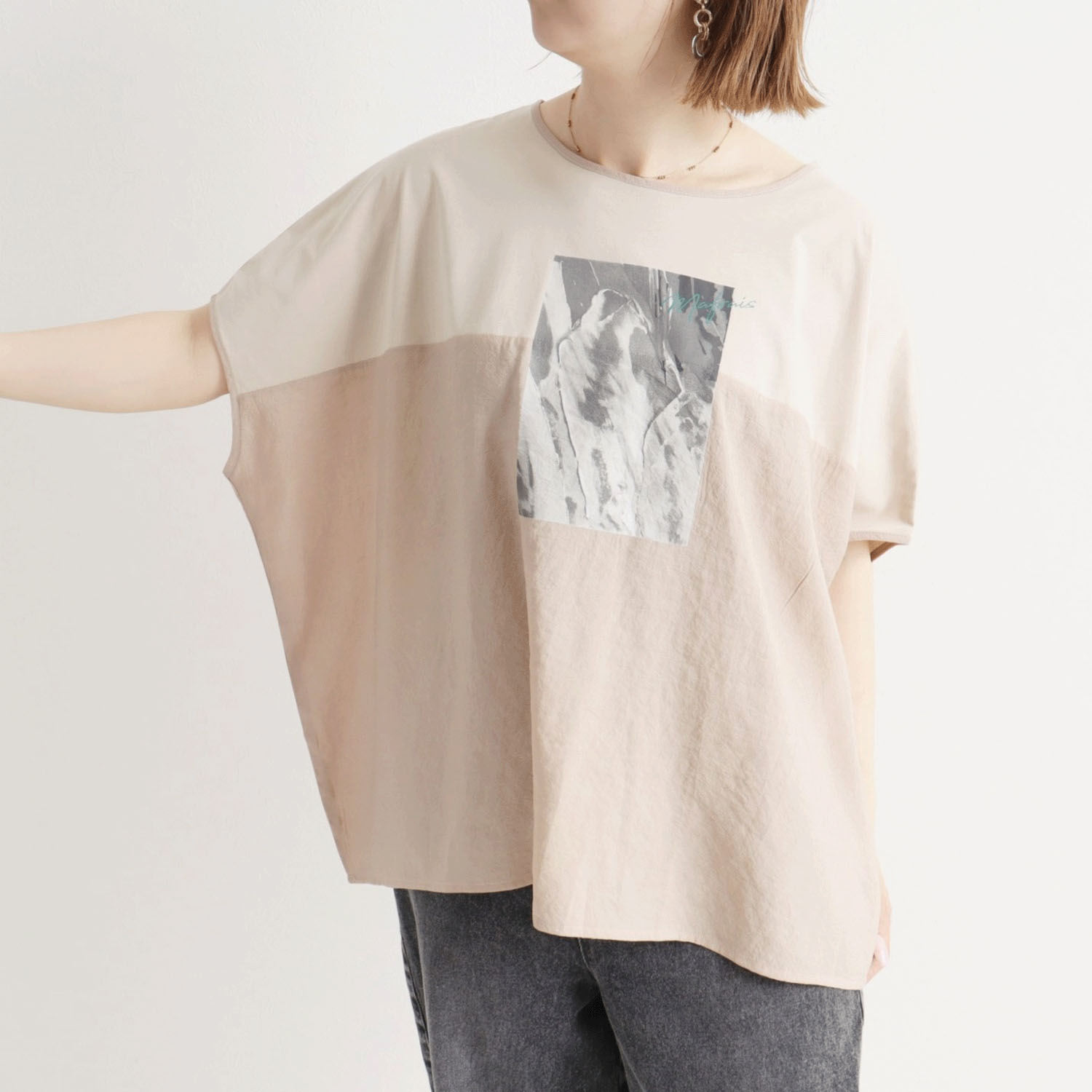 MAFRAIS 異素材MIXドルマンプルオーバー - 画像1