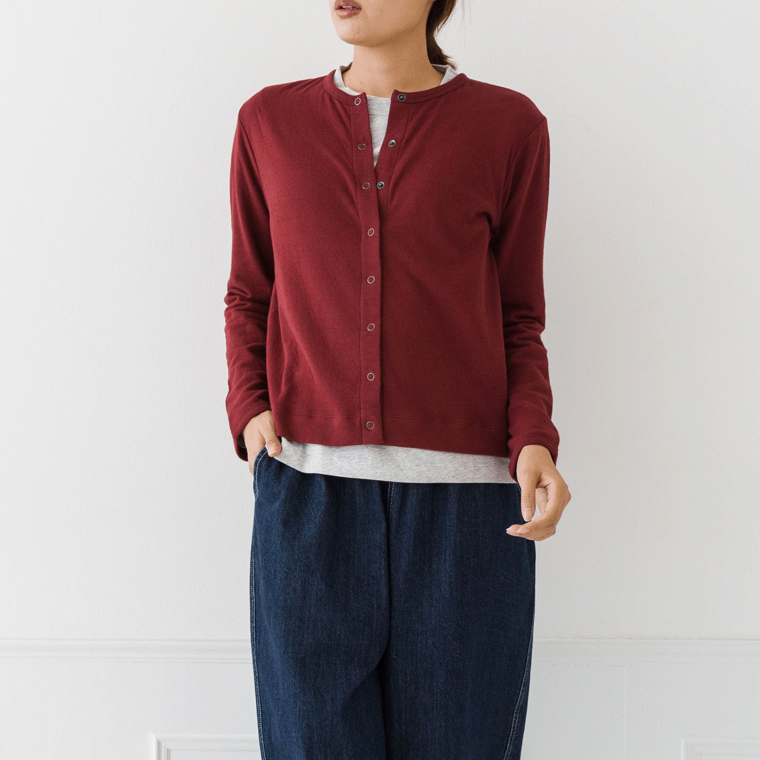 【お取り寄せ】kermu コットン接結天竺クルーネックカーディガン