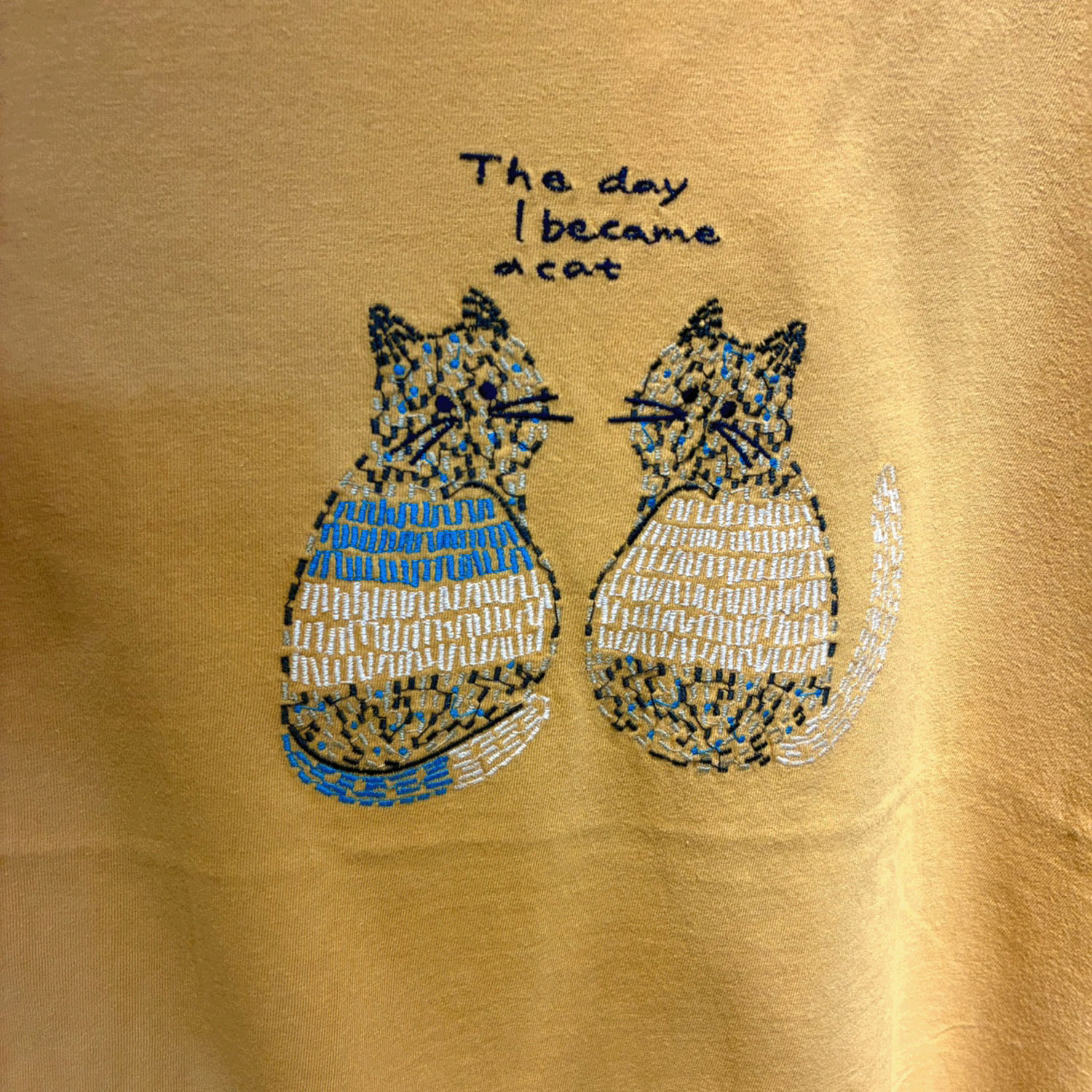 Emago 2匹のねこ刺繍Tシャツ - 画像5