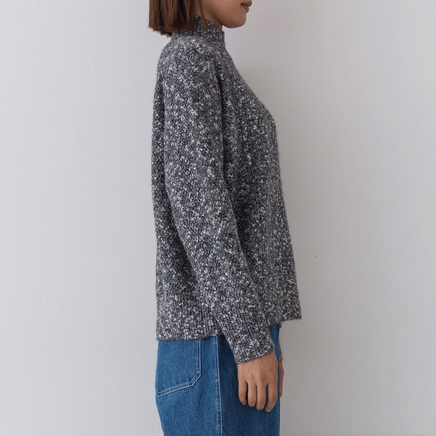 【お取り寄せ】kermu メランジニットカノコ編みハイネックセーター - 画像5