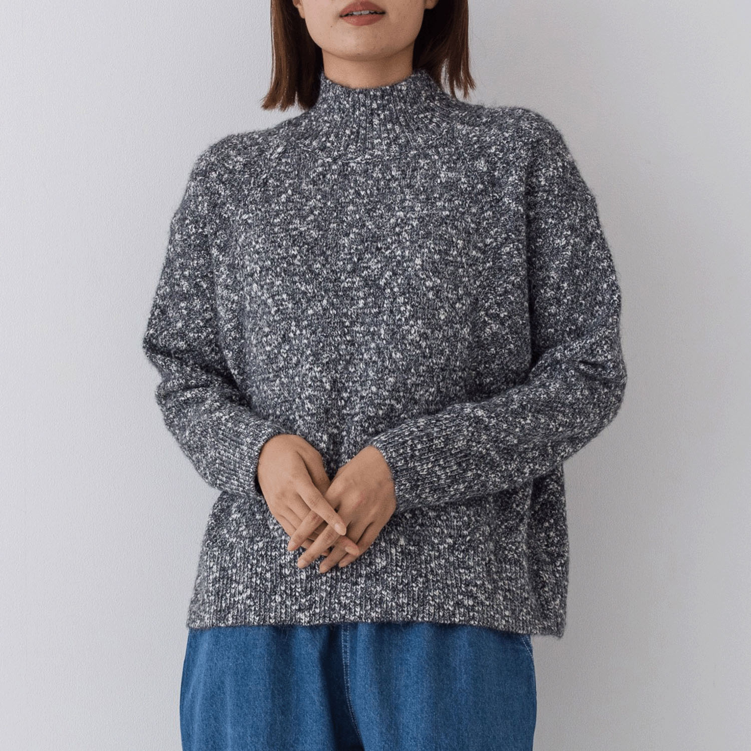 【お取り寄せ】kermu メランジニットカノコ編みハイネックセーター