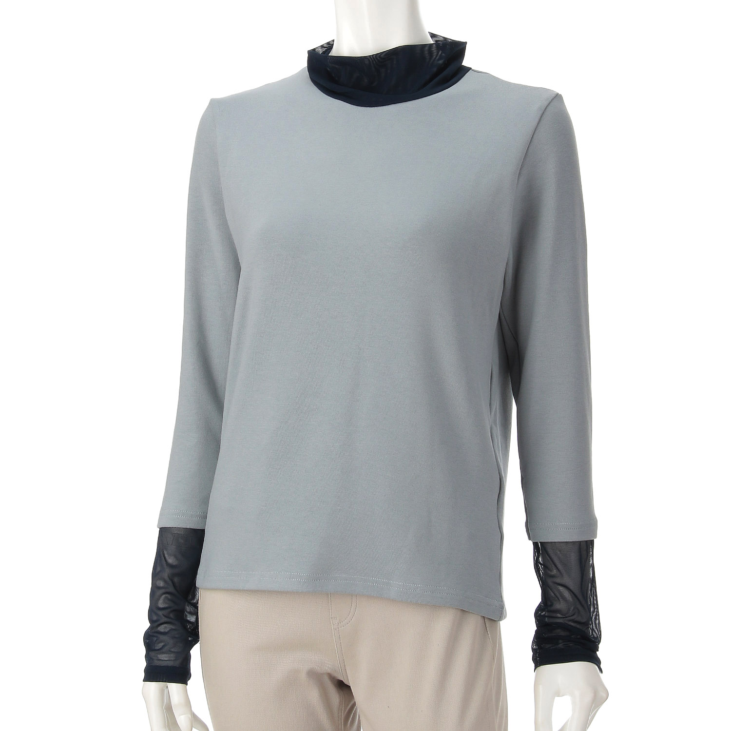 衿・袖先メッシュ カットソー