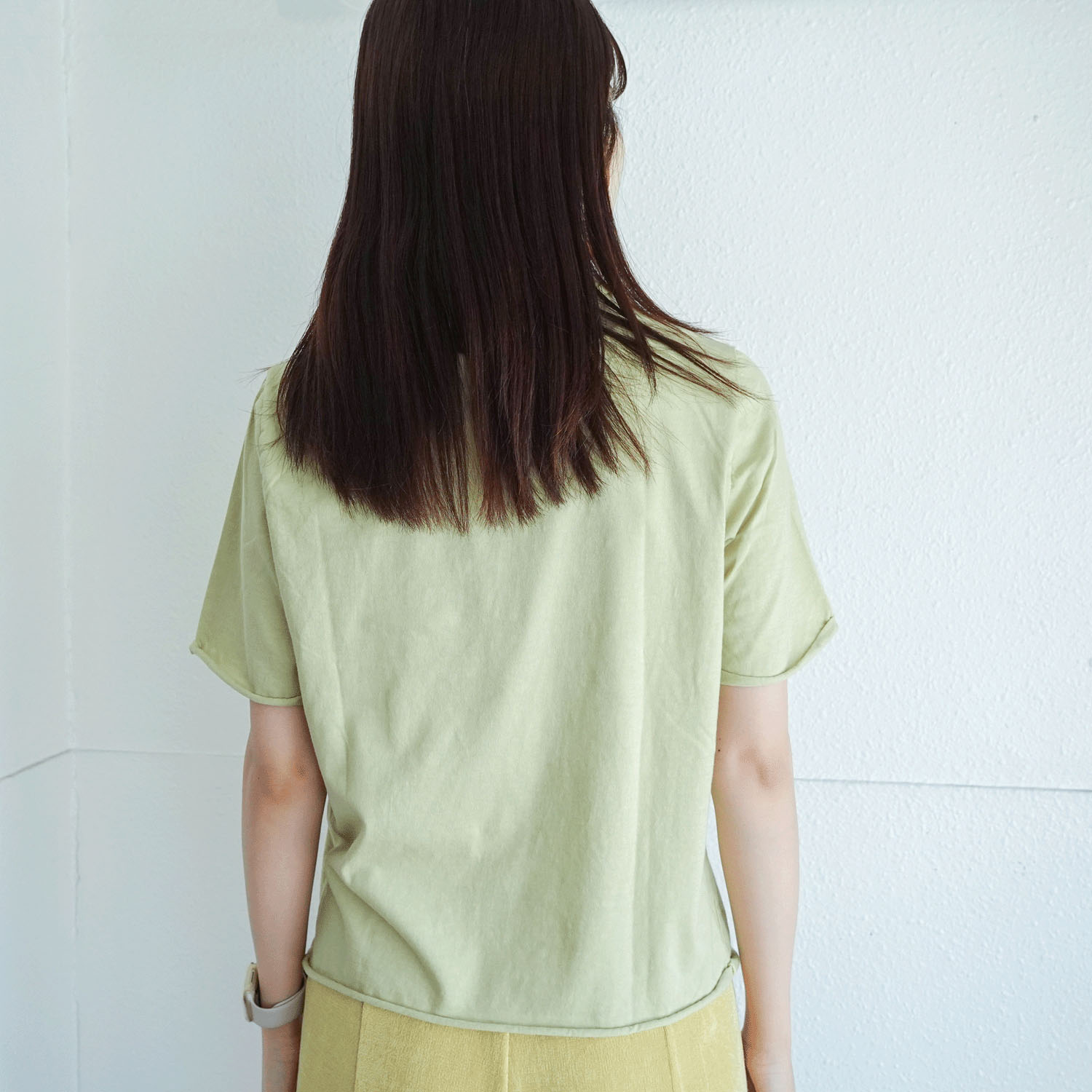 マゼンタ綿天竺2段ロール半袖 - 画像4