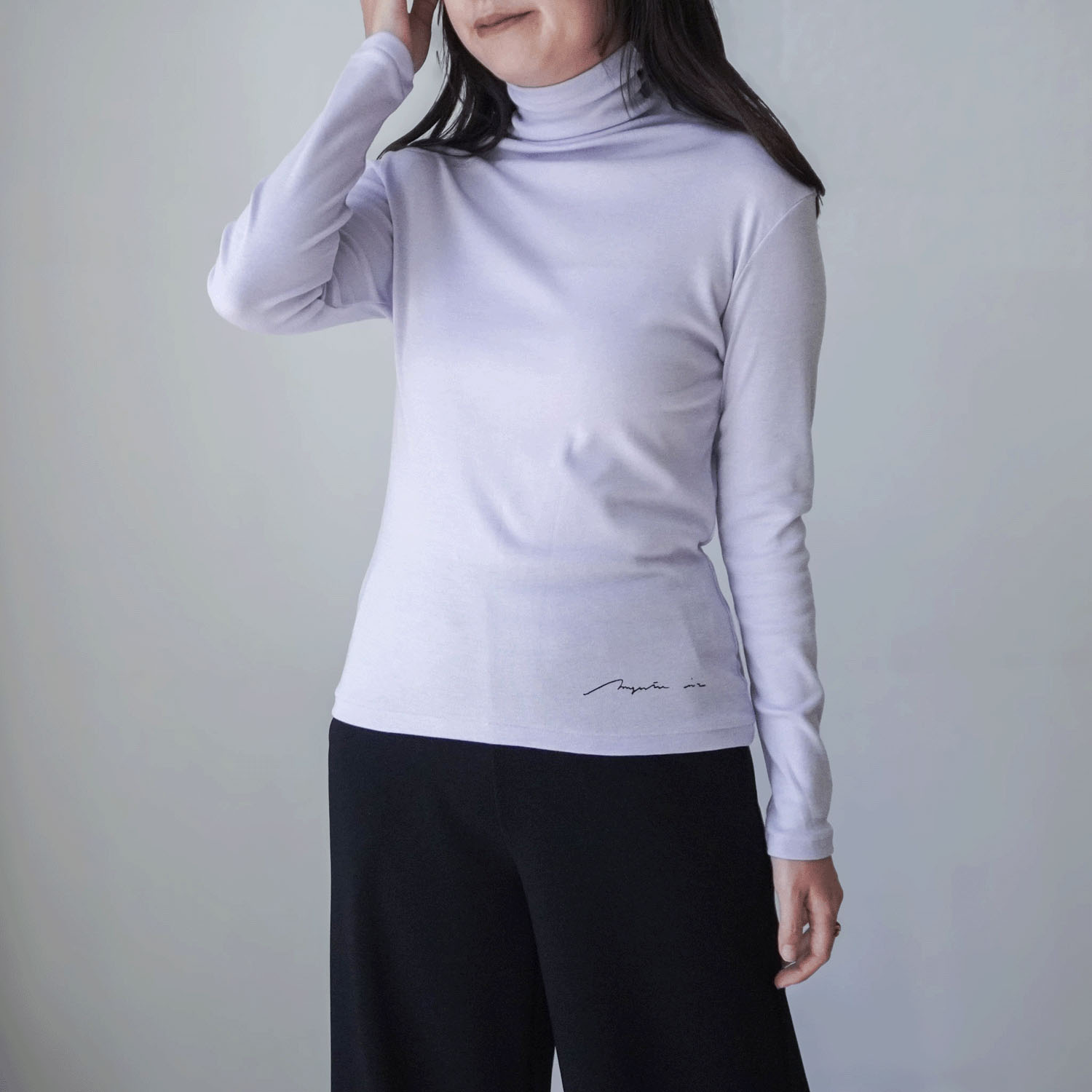 マゼンタ フライス12cmボトルネック長袖 - 画像2