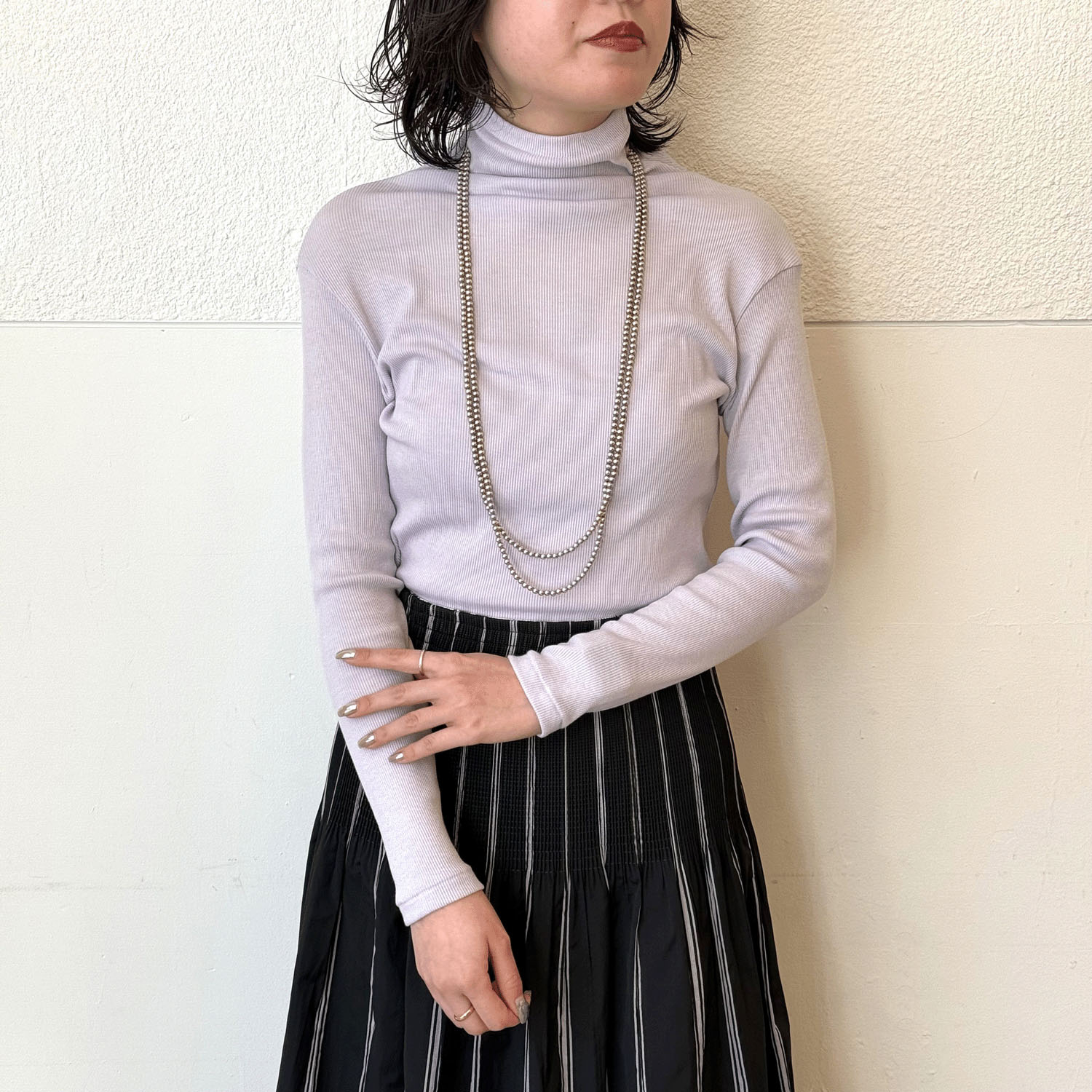 【Insta Live】マゼンタ テレコ12cmボトルネック長袖 - 画像40