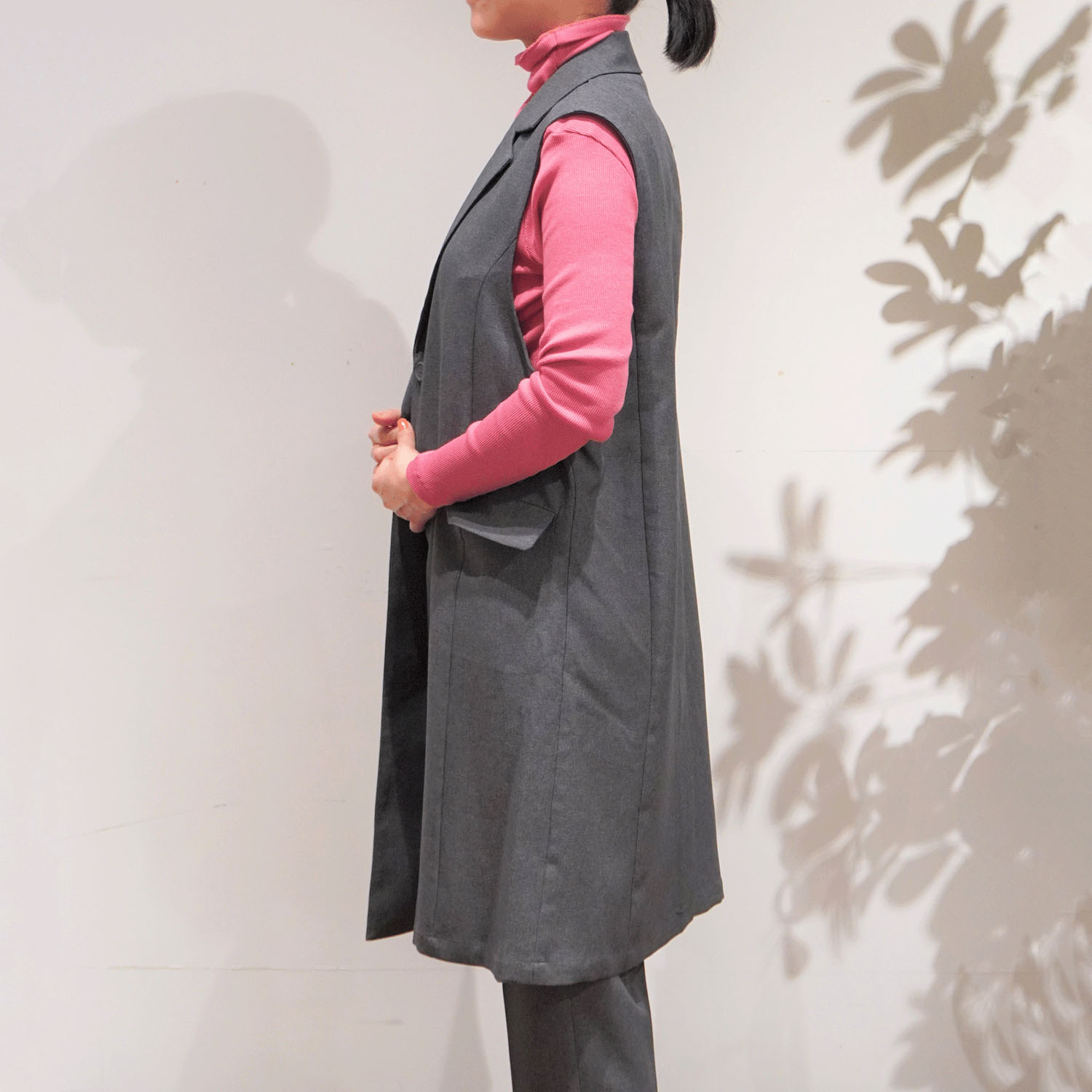 【Insta Live】マゼンタ テレコ12cmボトルネック長袖 - 画像10