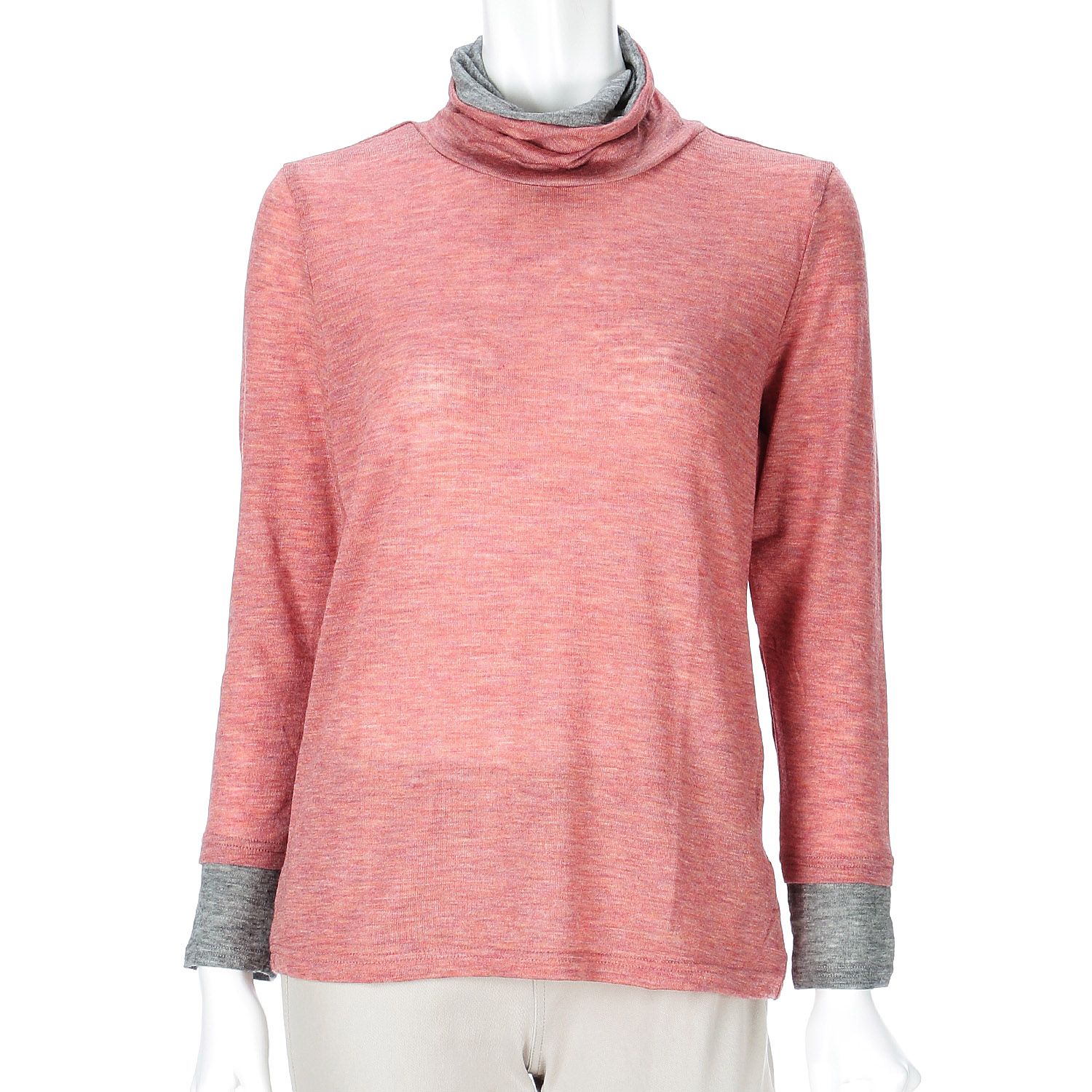 サテンドールひねり配色ハイネックカットソー - 画像14