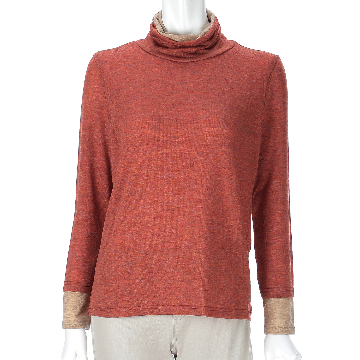 サテンドールひねり配色ハイネックカットソー - 画像17