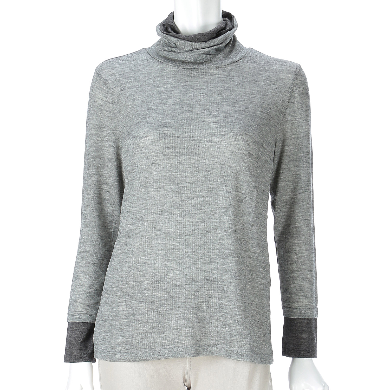 サテンドールひねり配色ハイネックカットソー - 画像6