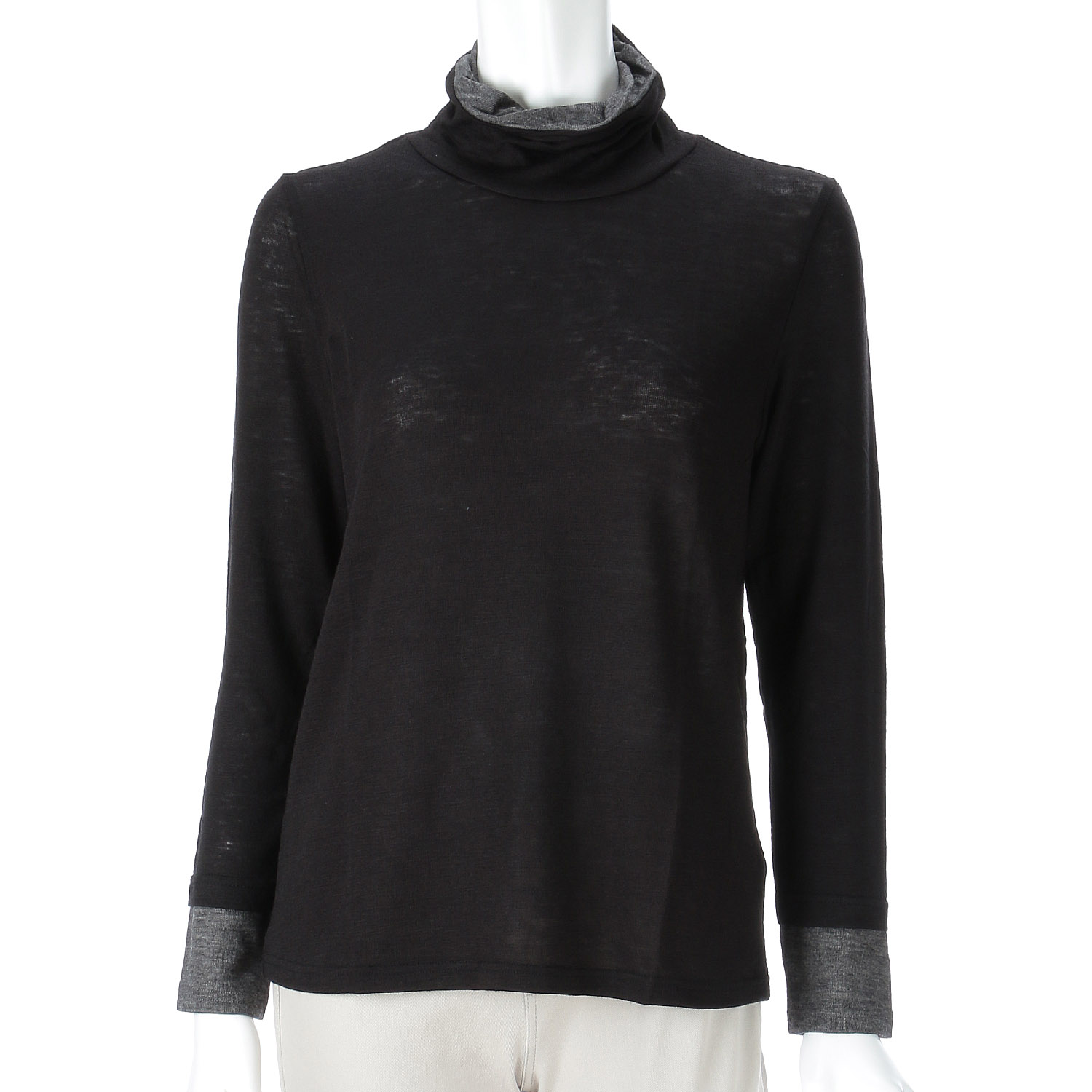 サテンドールひねり配色ハイネックカットソー - 画像8