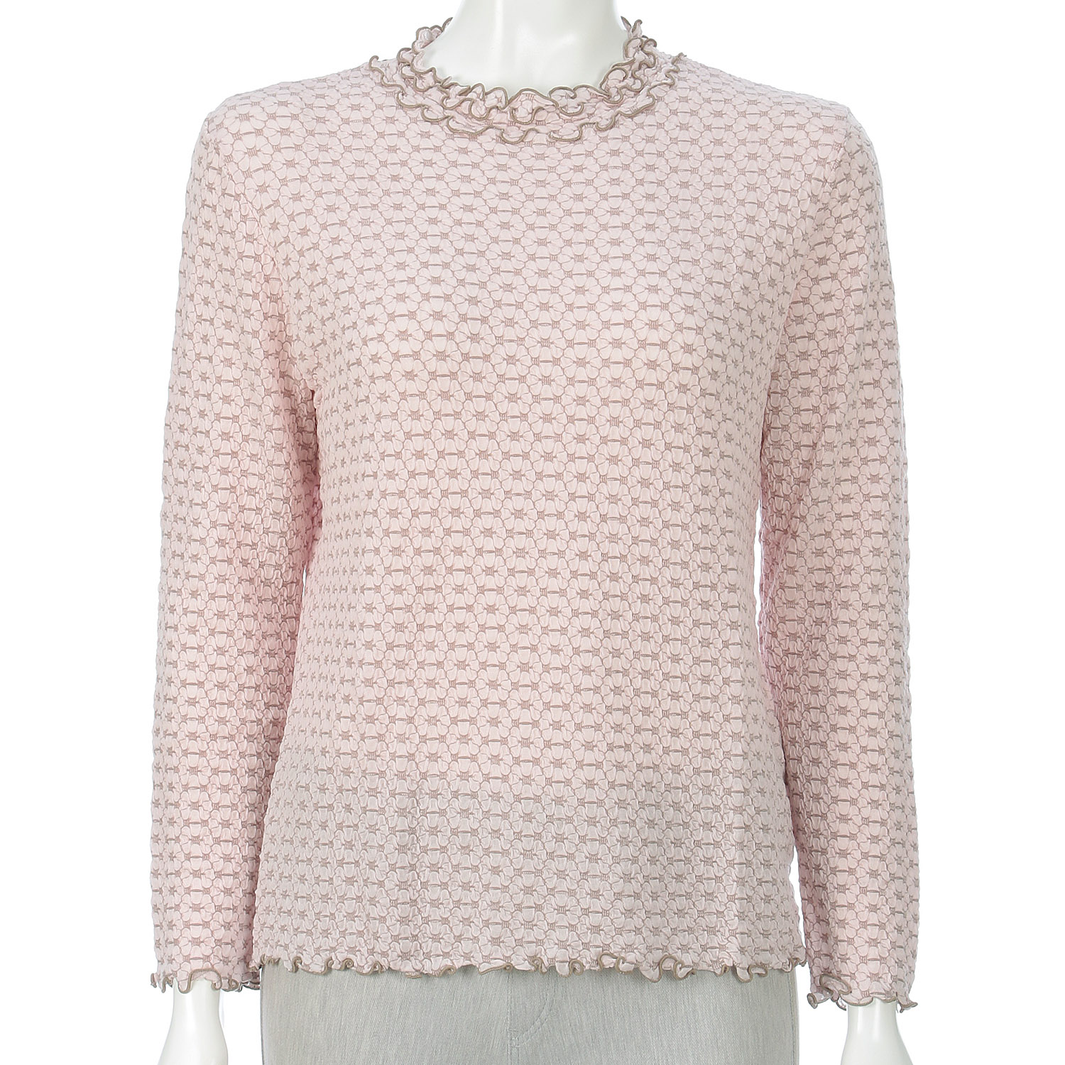 シャーリングジャカード三段メロウネックカットソー