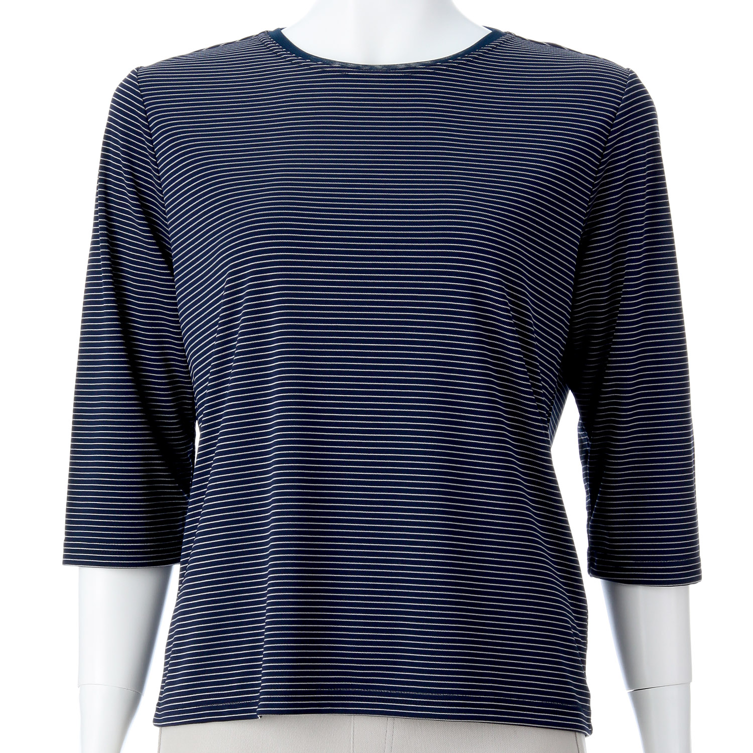 襟チュール丸首ボーダーカットソー - 画像7