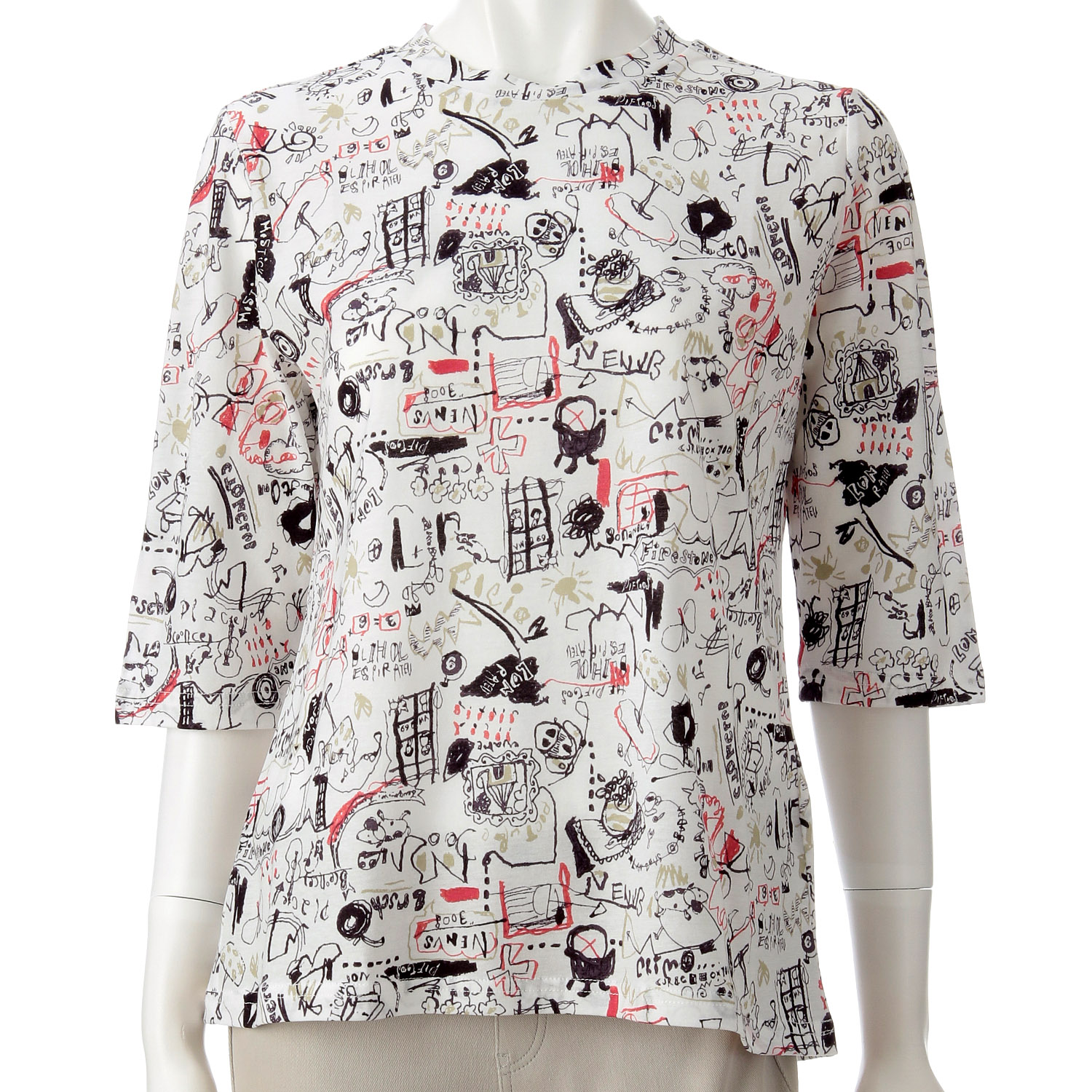 チビハイプリント五分袖カットソー