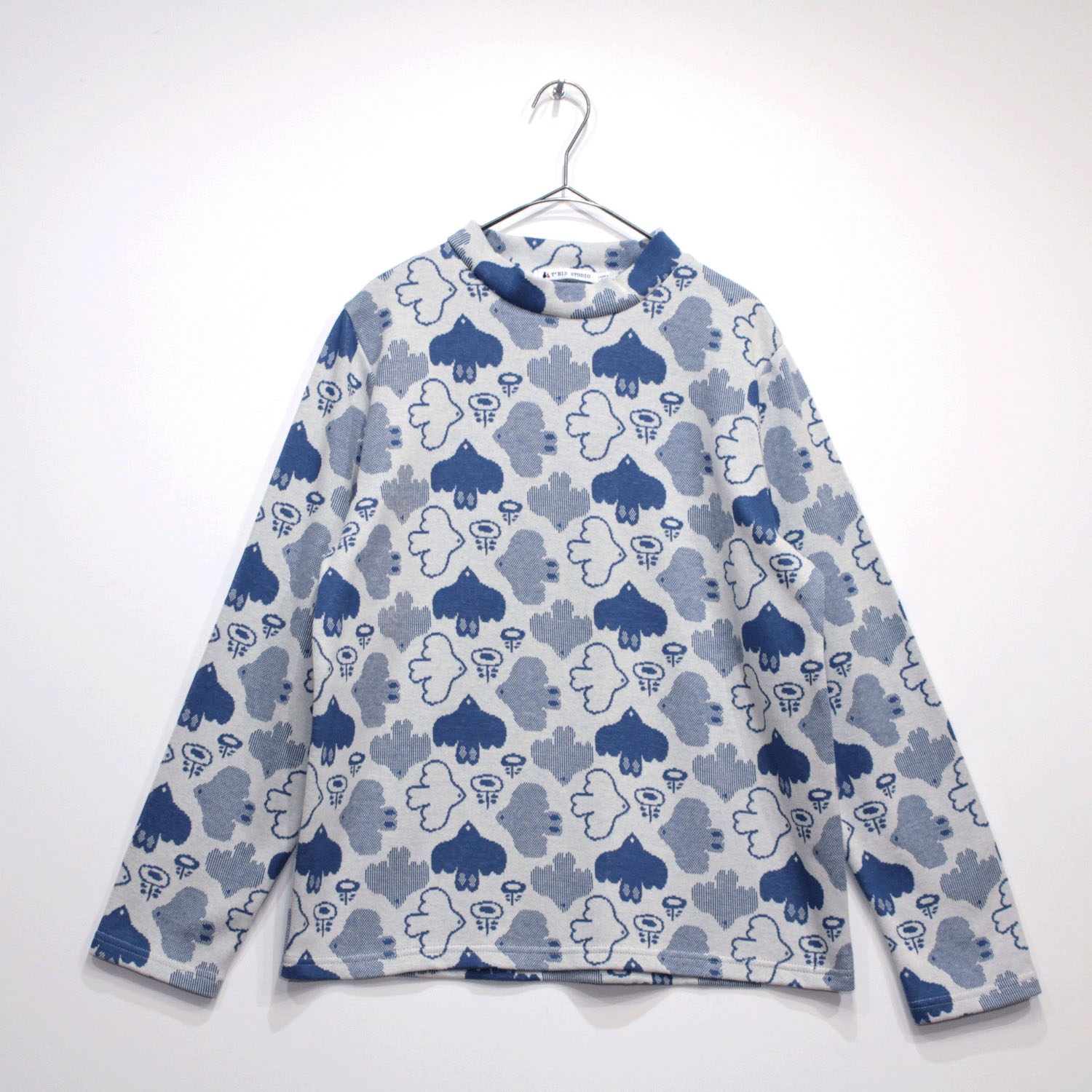 T’BIS STUDIO 長袖バード柄ダブルジャカード起毛ハイネックカットソー - 画像11