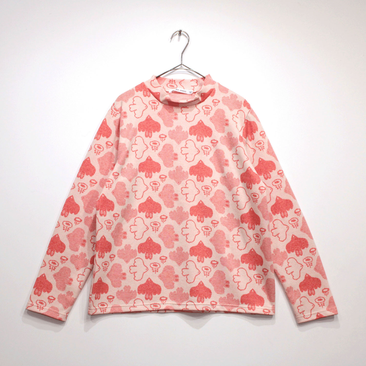 T’BIS STUDIO 長袖バード柄ダブルジャカード起毛ハイネックカットソー - 画像3