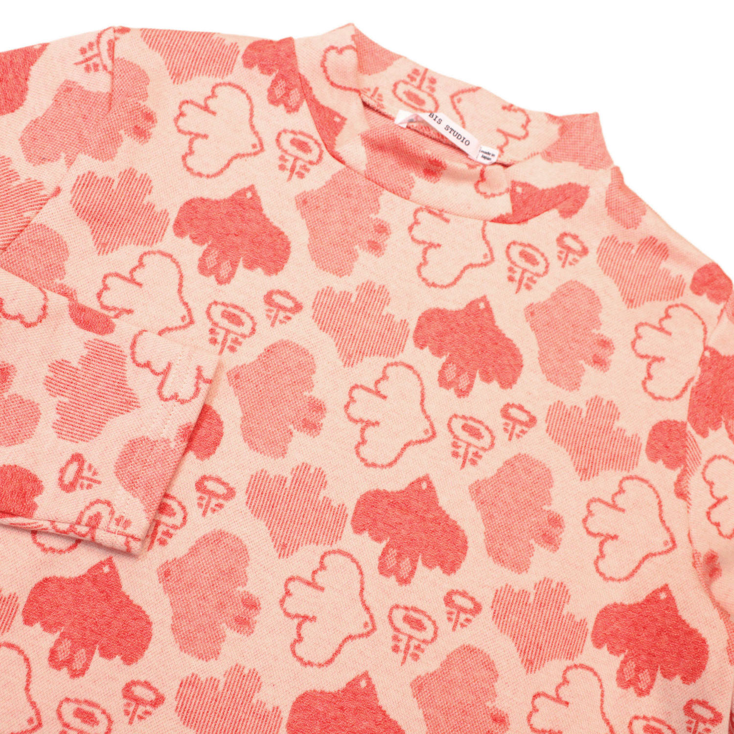 T’BIS STUDIO 長袖バード柄ダブルジャカード起毛ハイネックカットソー - 画像6