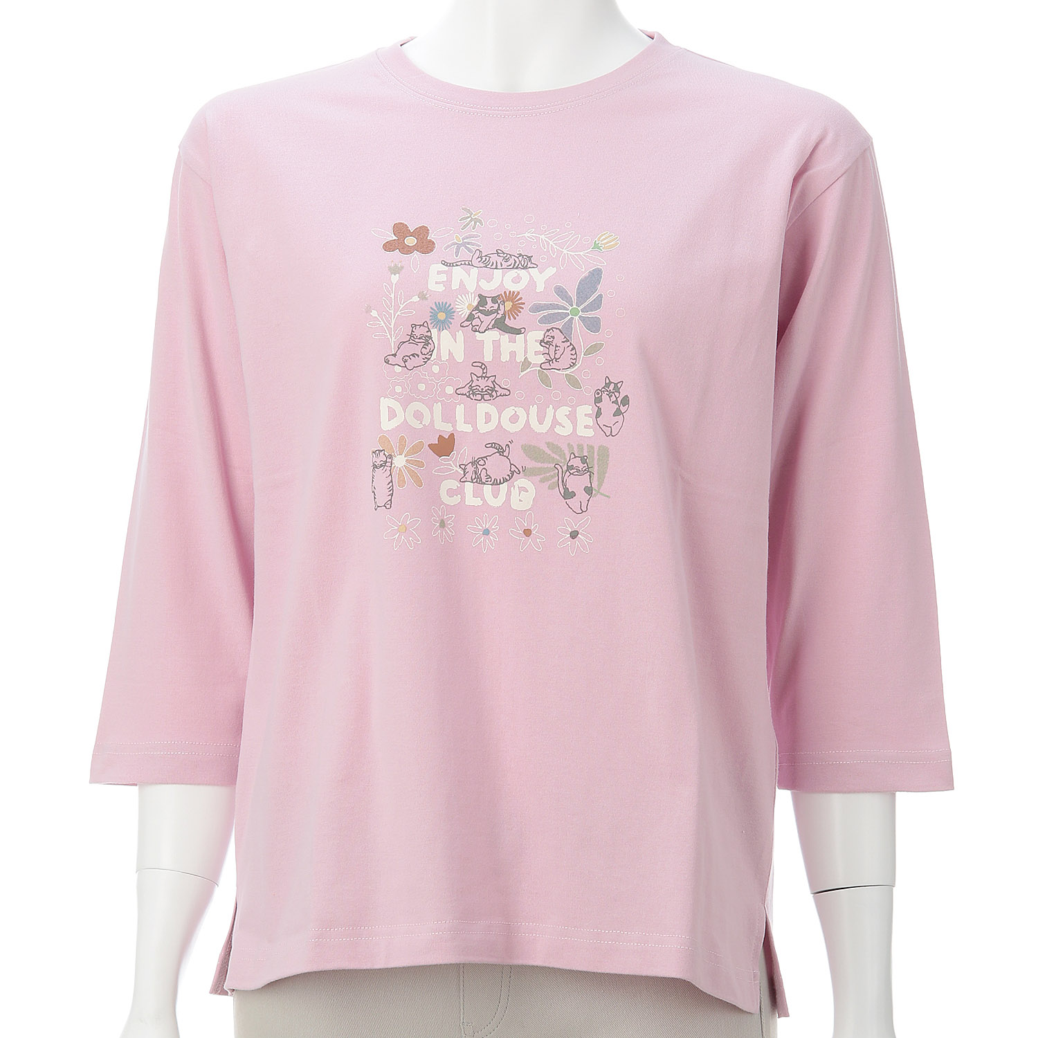 DDCLUB 7分袖T ネコロゴ - 画像3