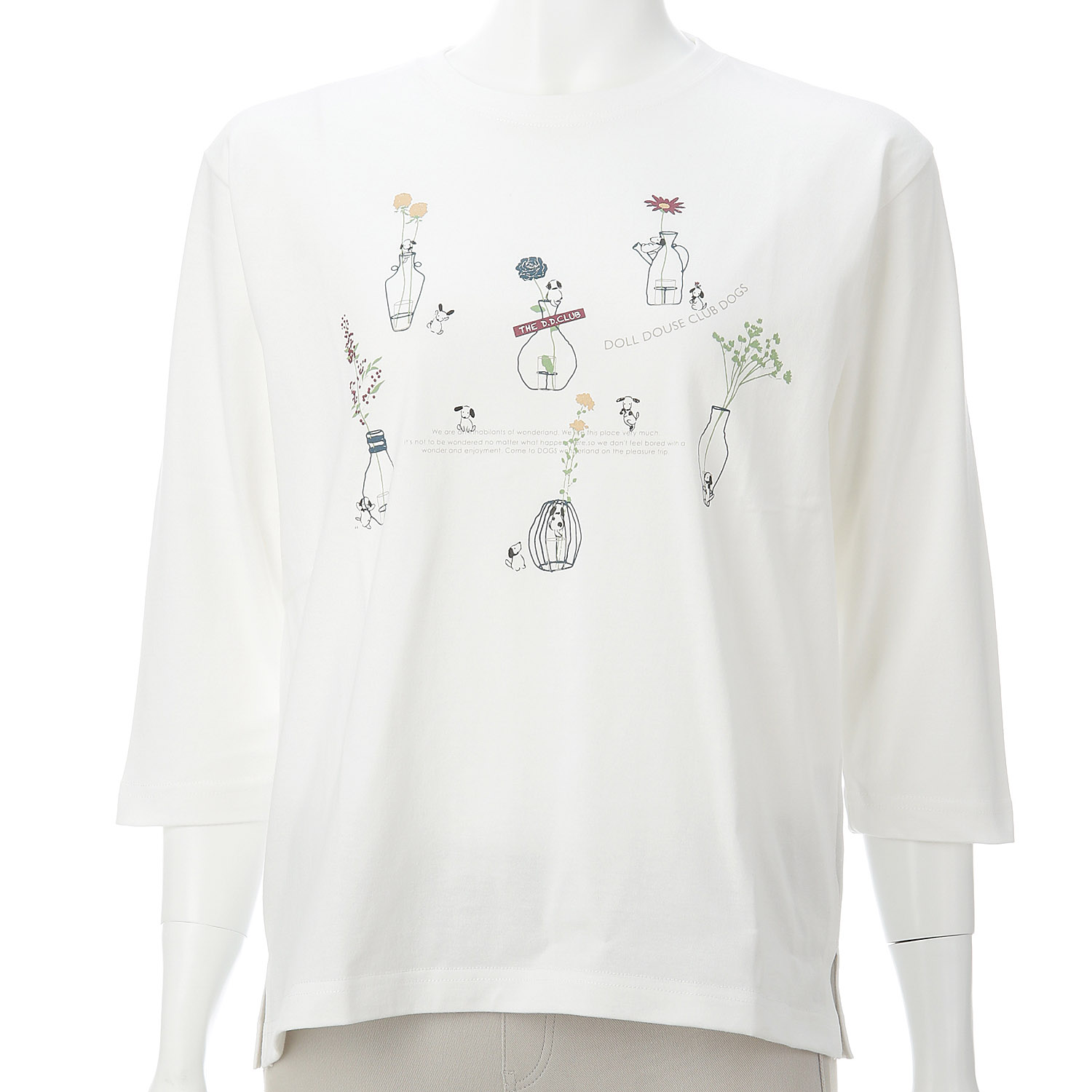 DDCLUB  7分袖T クレヨン犬花瓶 - 画像2