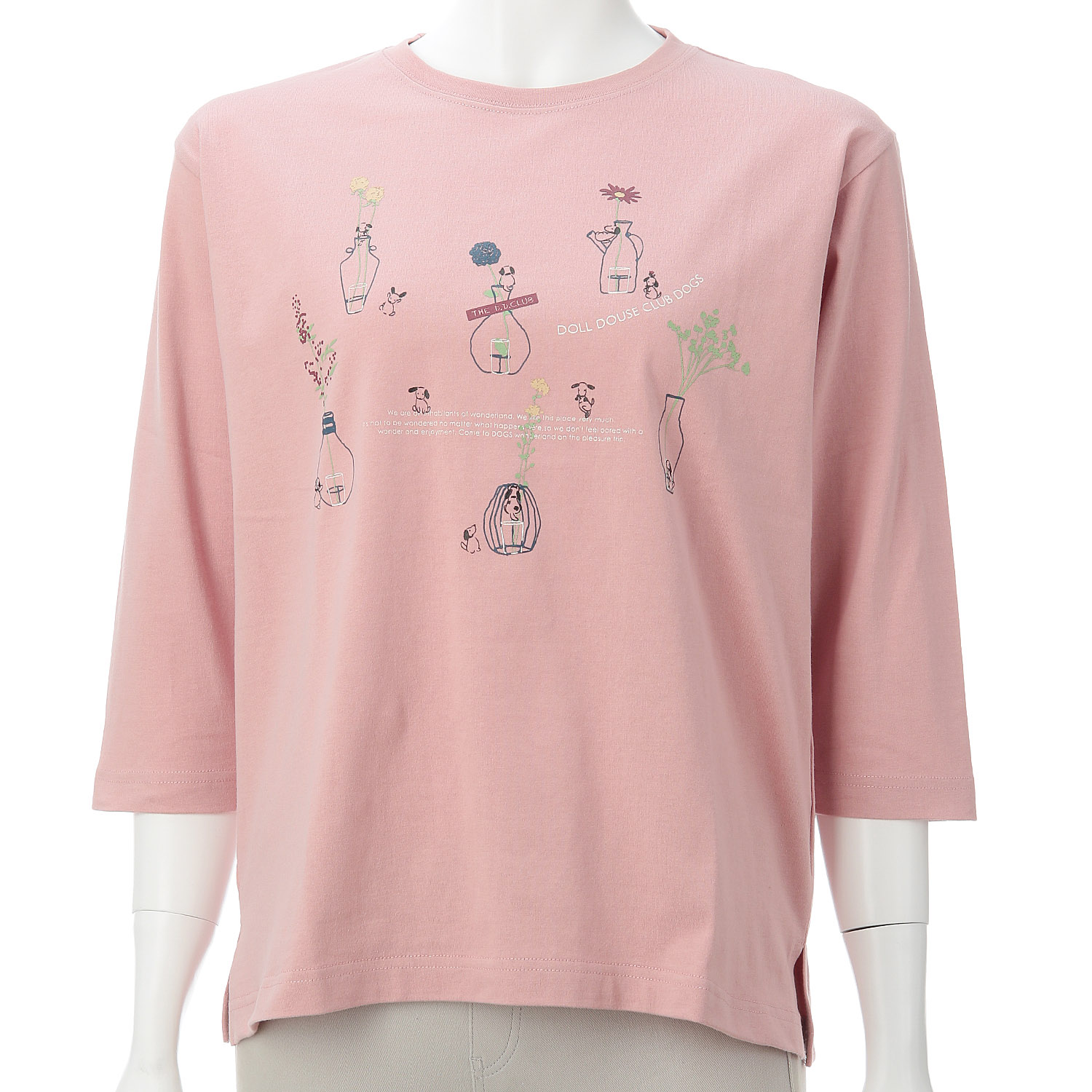 DDCLUB  7分袖T クレヨン犬花瓶 - 画像4