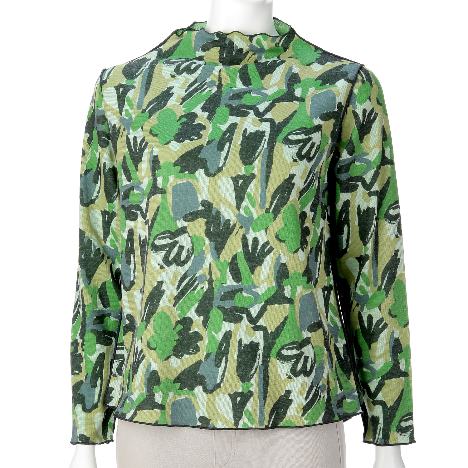 リバーシブルボトルネックプリントプルオーバー