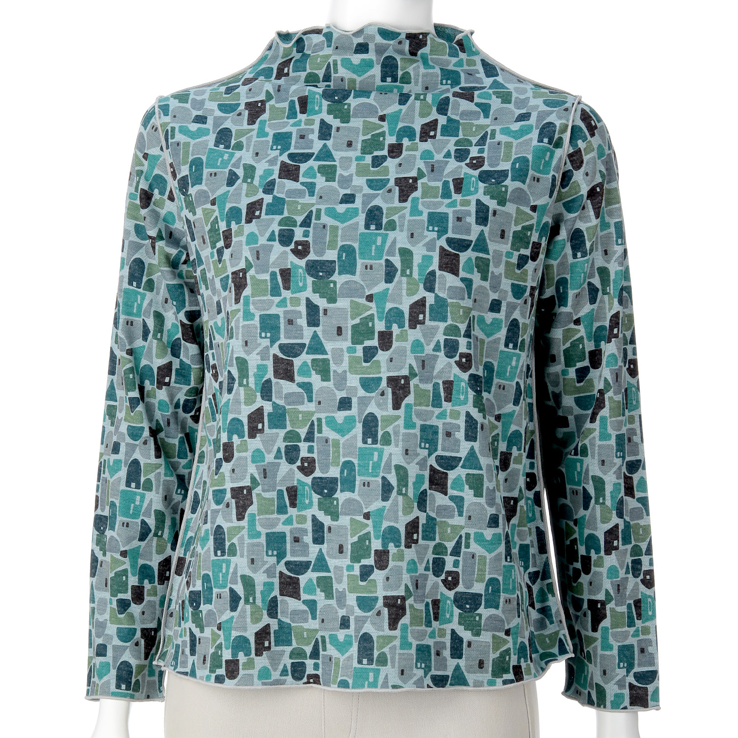 リバーシブルプリントボトルネックプルオーバー - 画像4