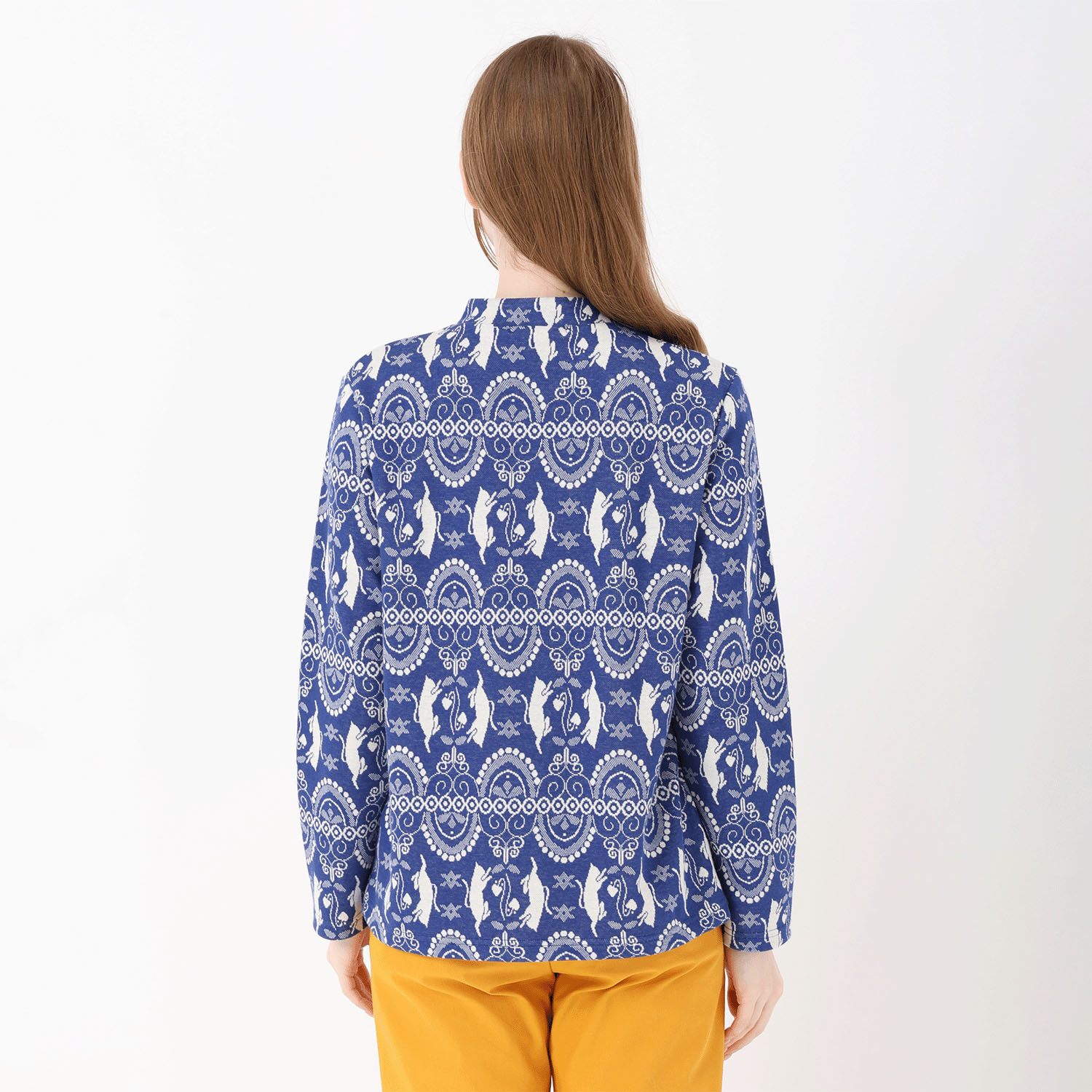 T’BIS STUDIO 長袖ネコダンス柄Wジャカードスタンドネックプルオーバー - 画像10