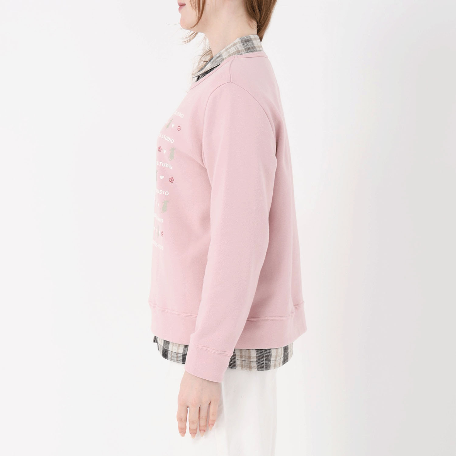 T’BIS STUDIO 長袖裏毛猫プリントクルーネックトレーナー - 画像9