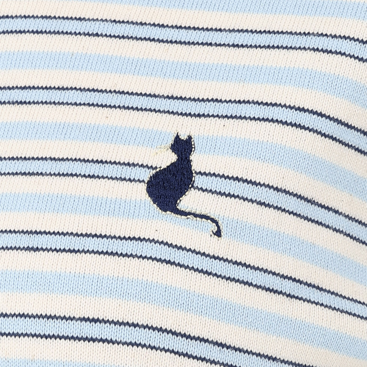 T’BIS STUDIO 長袖ボーダーネコ刺繍クルーネックプルオーバー - 画像12