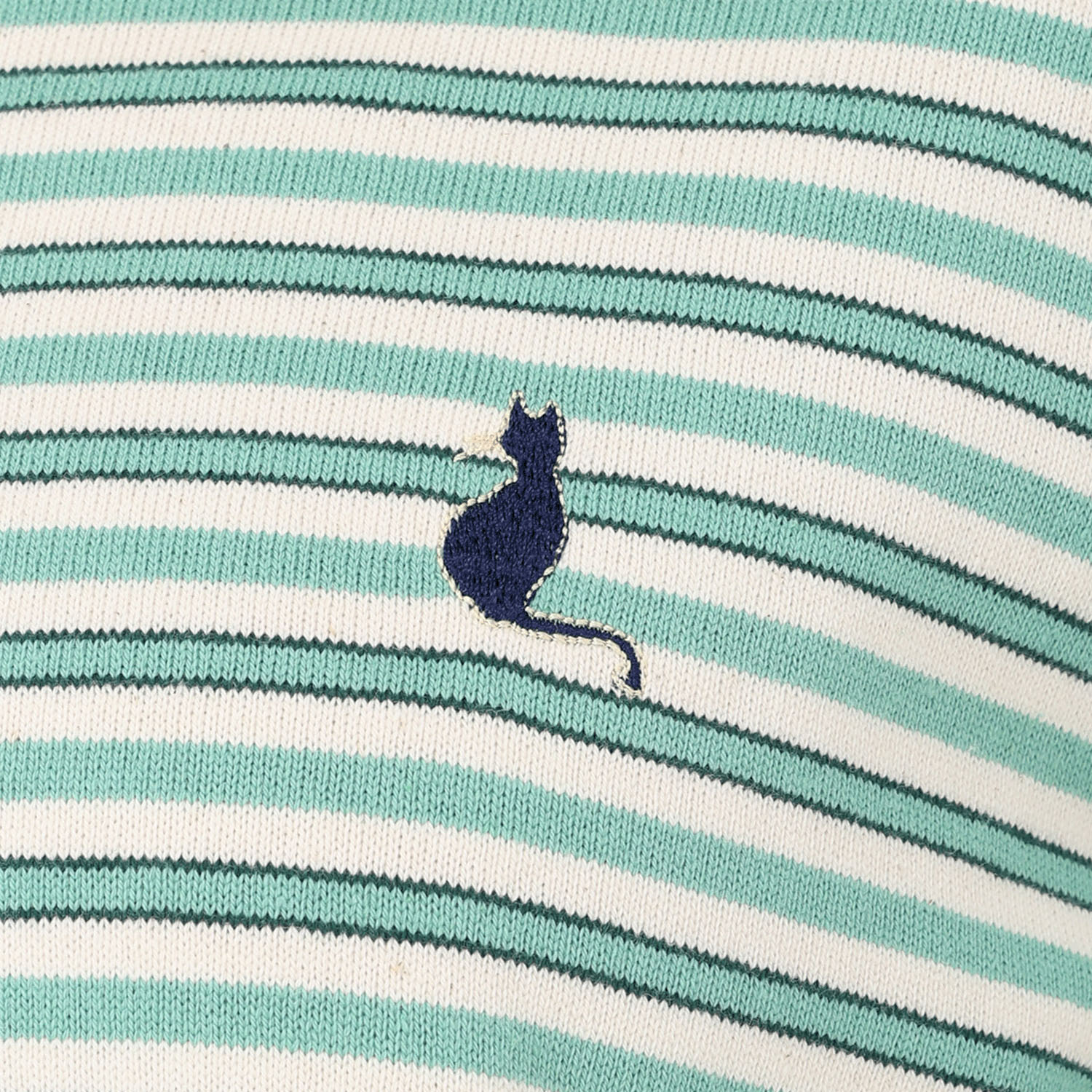 T’BIS STUDIO 長袖ボーダーネコ刺繍クルーネックプルオーバー - 画像5