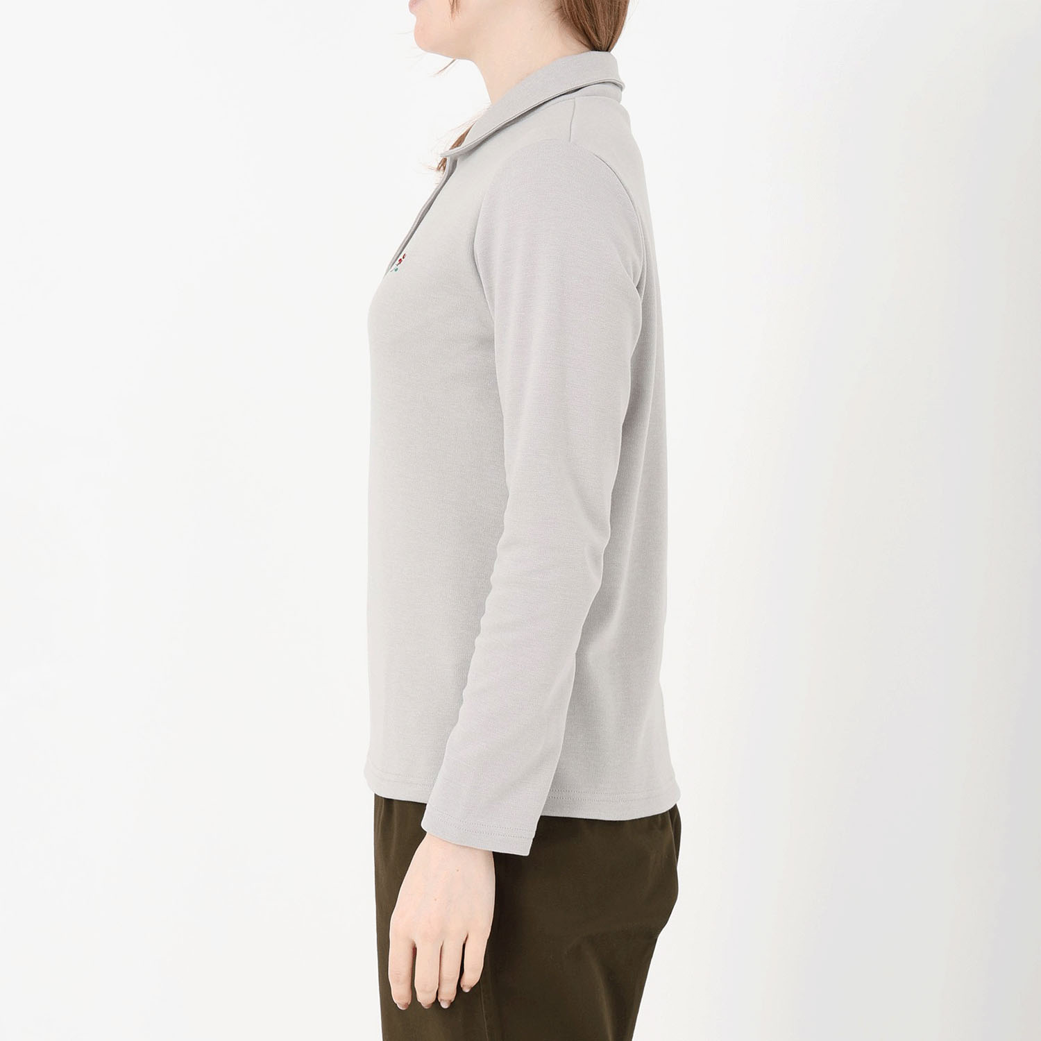 T’BIS STUDIO 長袖ダブルフェイス花刺繍ポロシャツ - 画像7