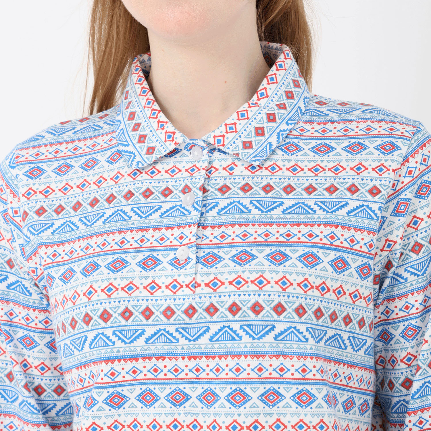 T’BIS STUDIO 長袖幾何柄総プリントポロシャツ - 画像4