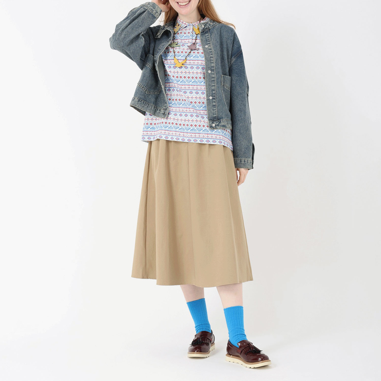 T’BIS STUDIO 長袖幾何柄総プリントポロシャツ - 画像10