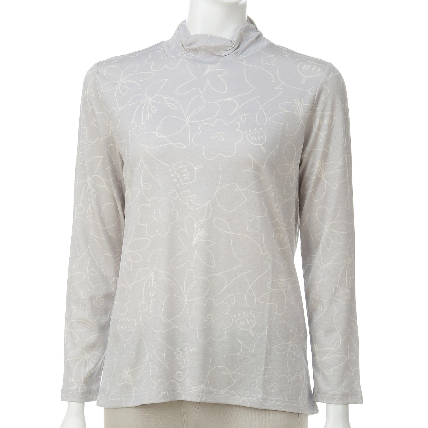 線柄プリントシャーリングネックカットソー - 画像3