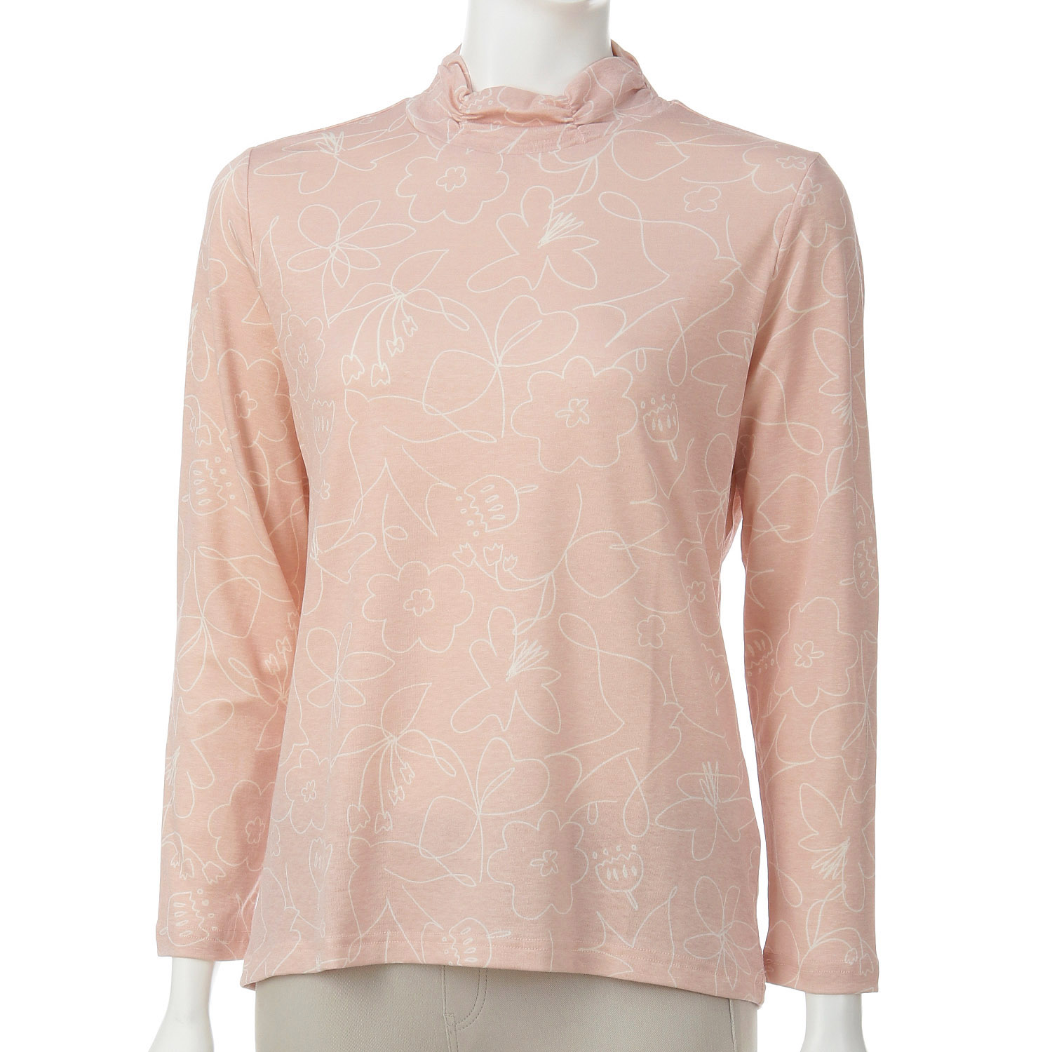 線柄プリントシャーリングネックカットソー