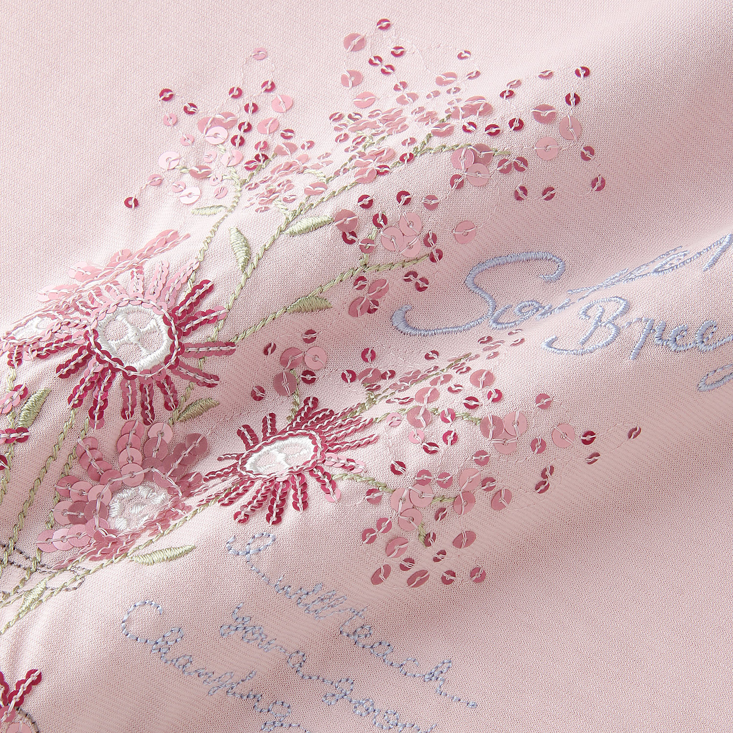 丸首5分袖刺繍 花瓶花柄Tシャツ - 画像5