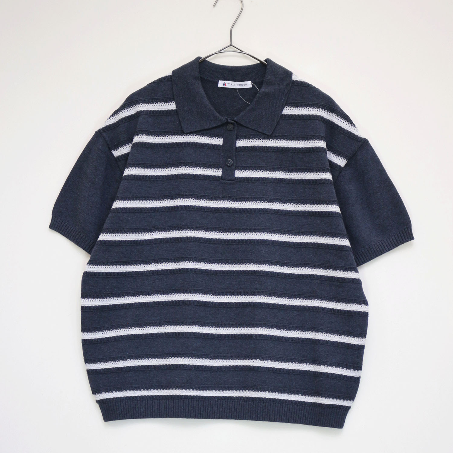 T’BIS STUDIO ボーダー柄半袖サマーニットポロシャツ - 画像15