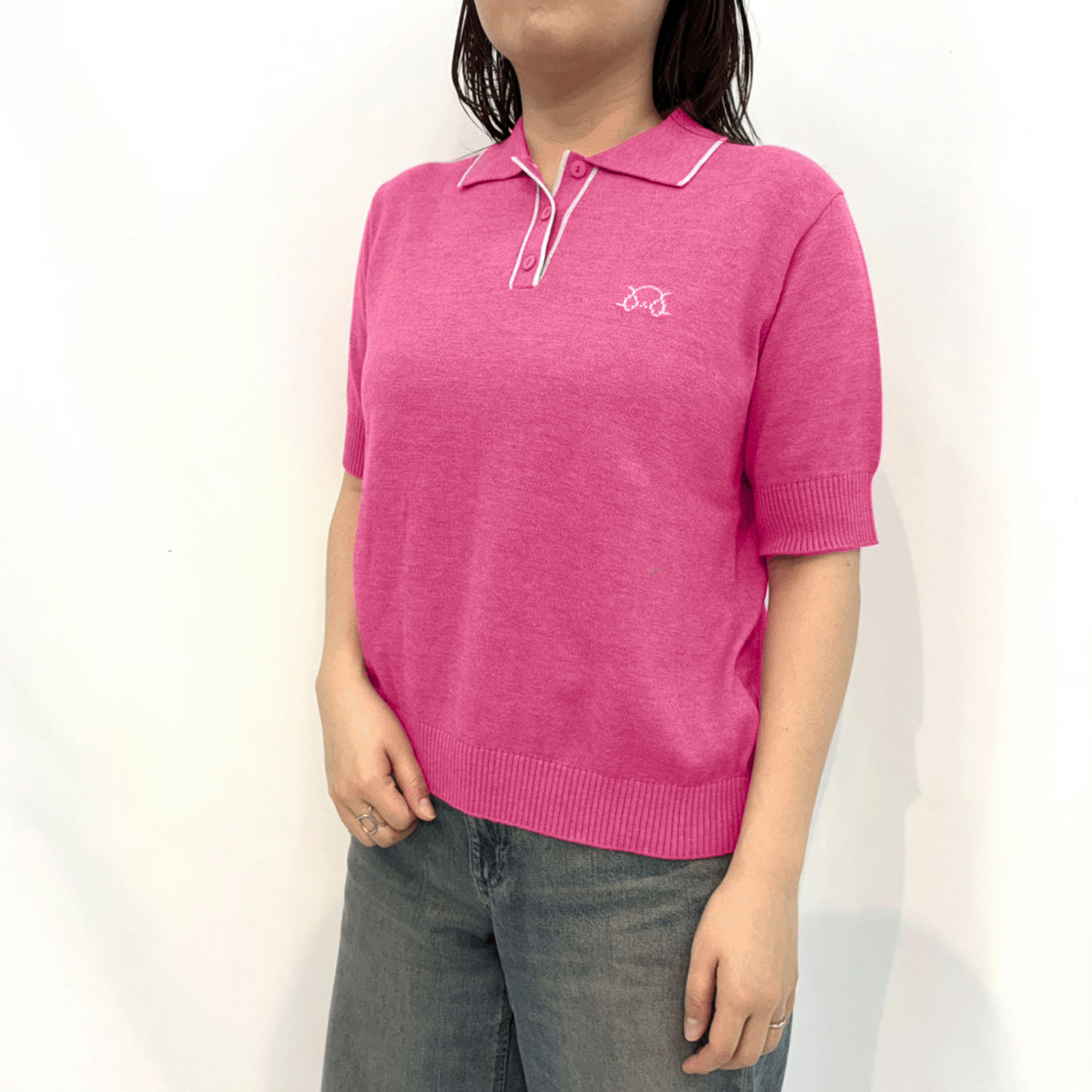 T’BIS STUDIO イヌワンポイント半袖サマーニットポロシャツ - 画像9