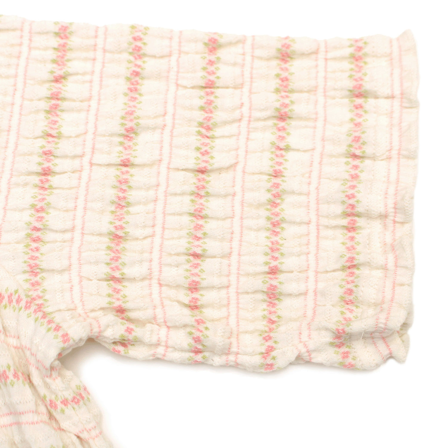 T’BIS STUDIO シャーリングジャカード小花柄ハイネック5分袖Tシャツ - 画像4