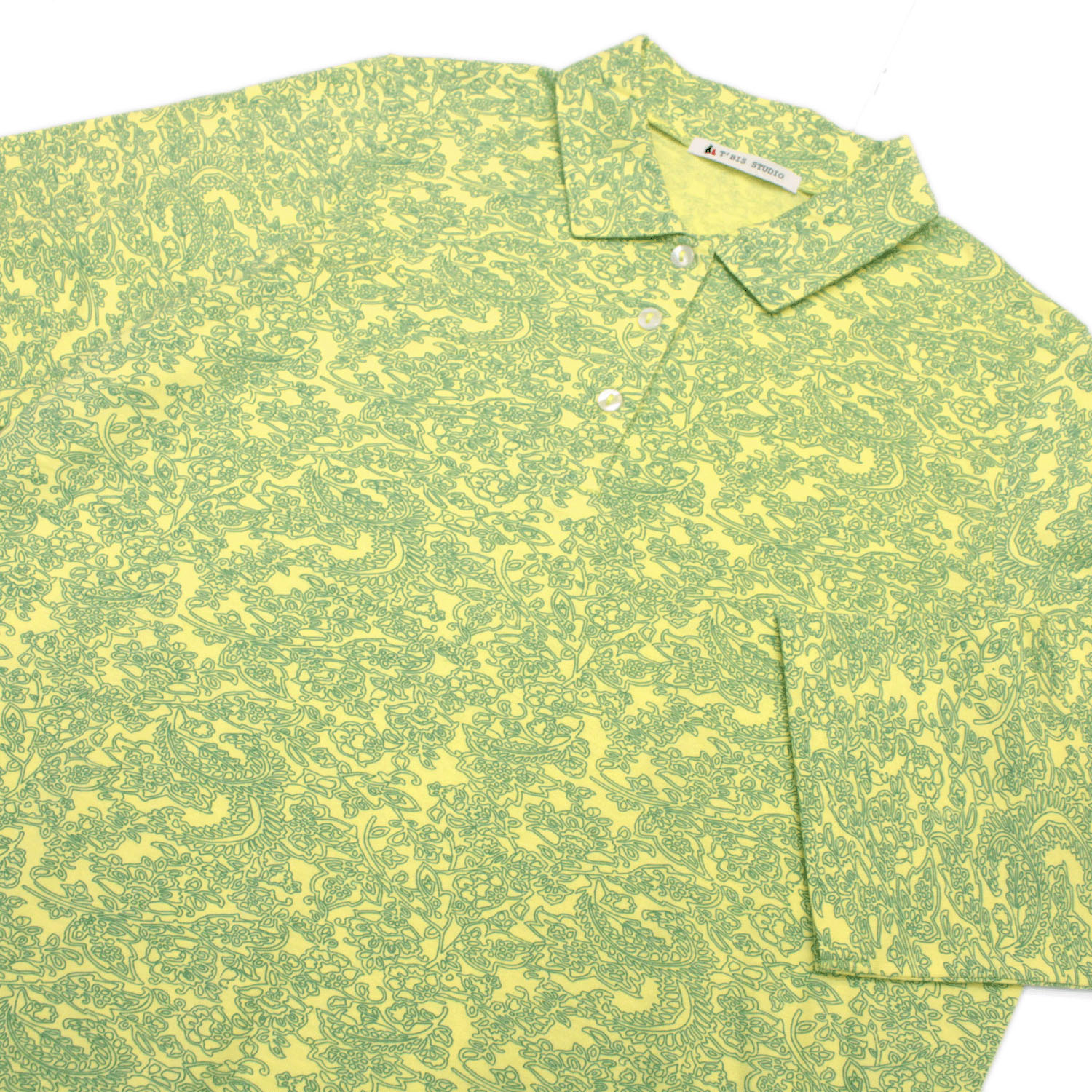 T’BIS STUDIO オリエンタル柄総プリント7分袖ポロシャツ - 画像4