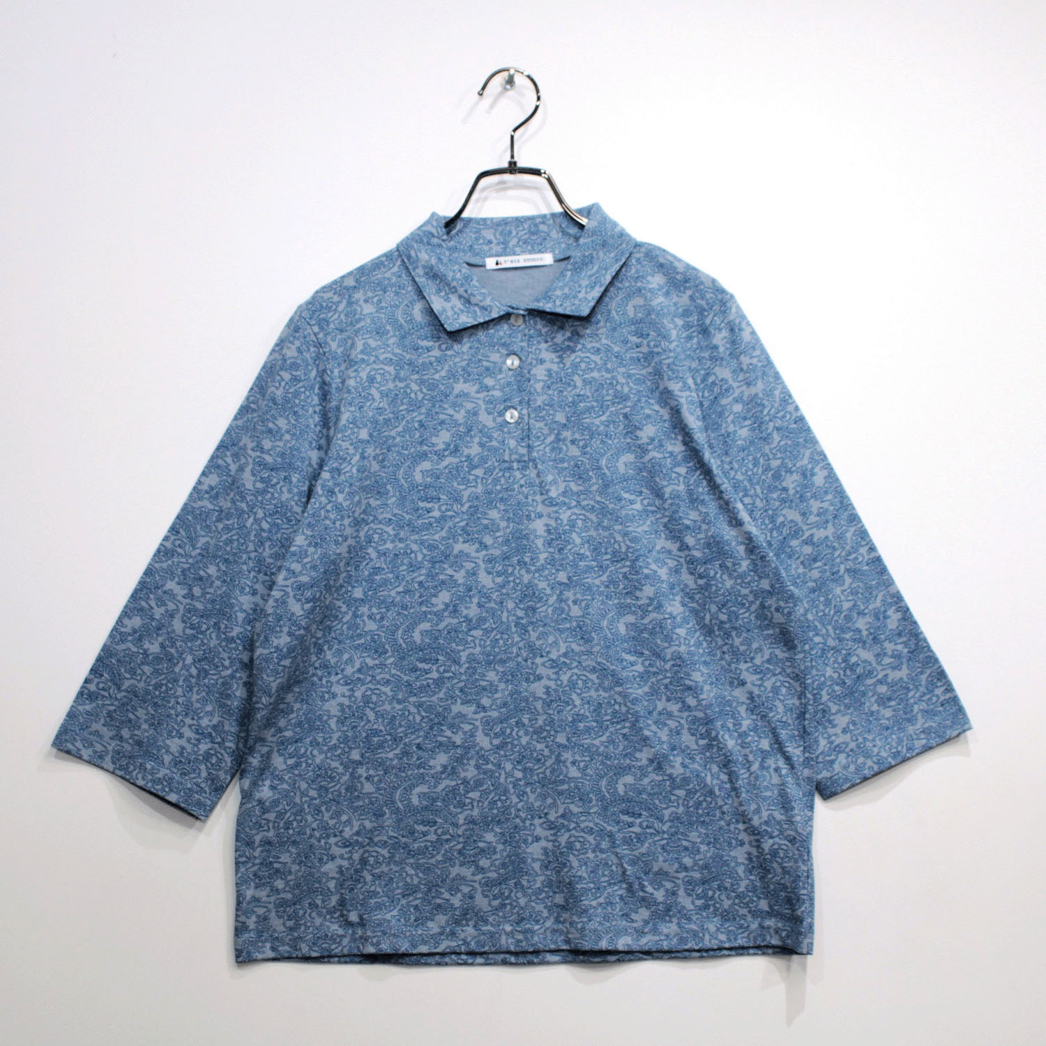 T’BIS STUDIO オリエンタル柄総プリント7分袖ポロシャツ - 画像9