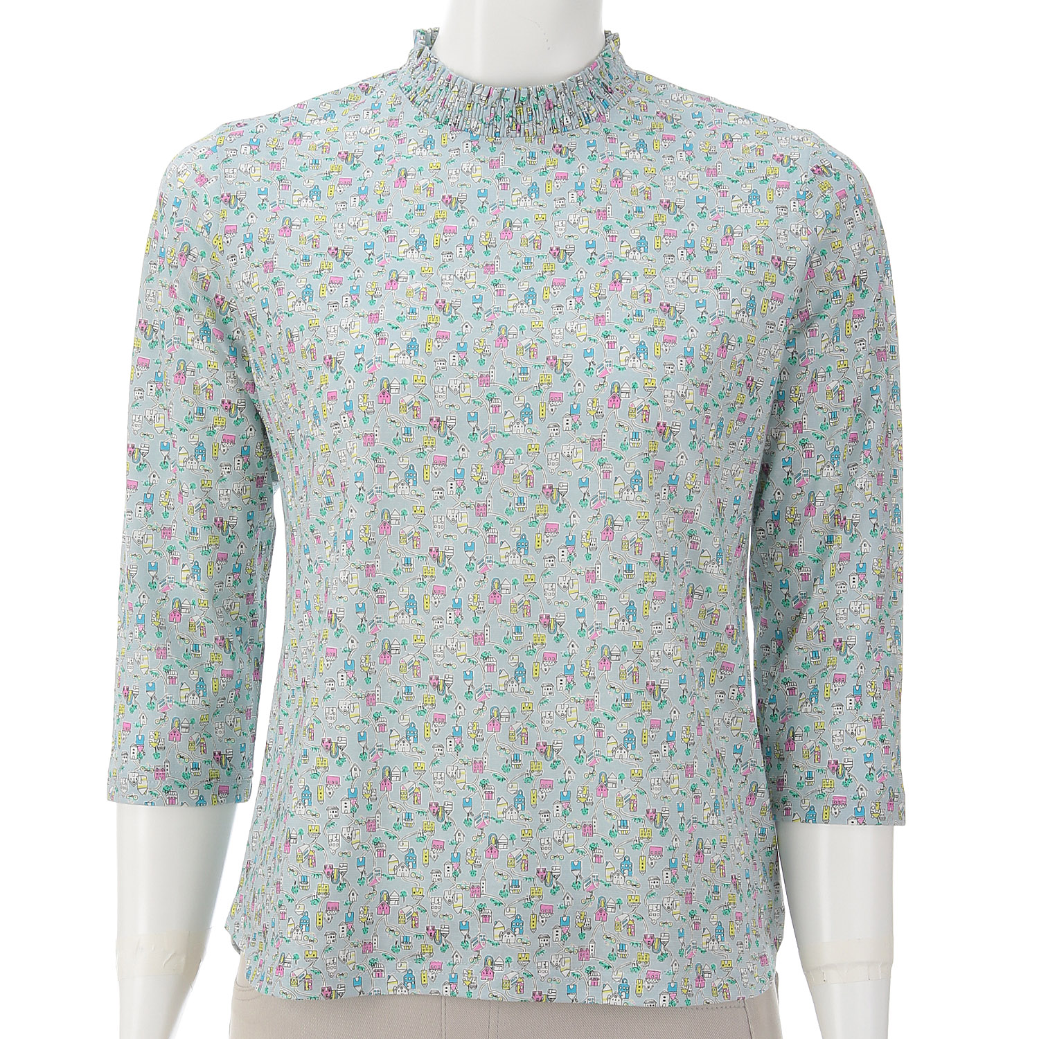 SZ天竺プリントシャーリング衿七分袖カットソー - 画像2