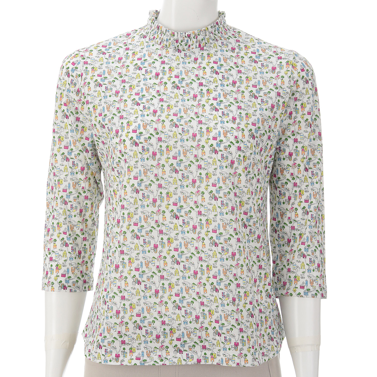 SZ天竺プリントシャーリング衿七分袖カットソー - 画像3