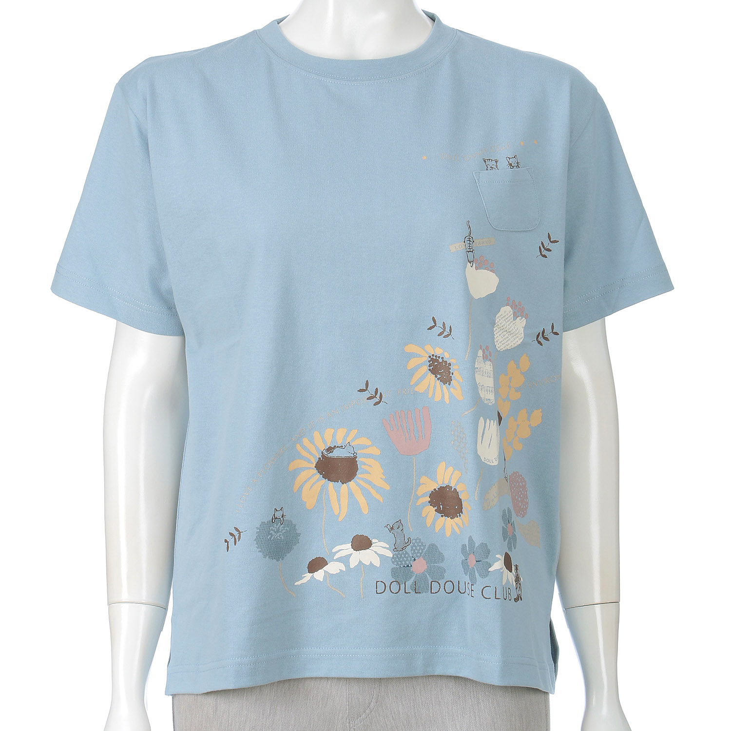 DDCLUB プリントT ネコFLOWER