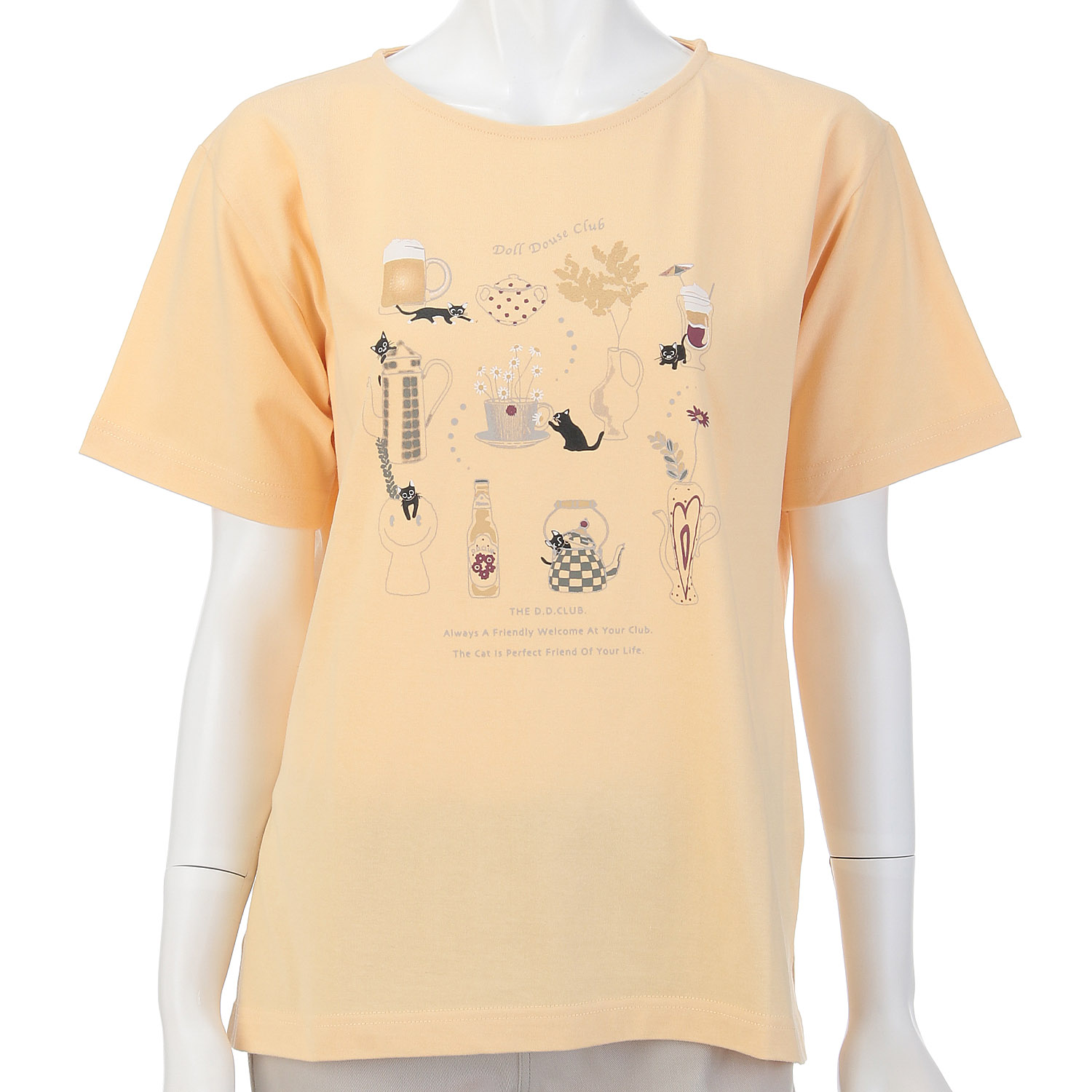 DDCLUB プリントT ネコDRINK