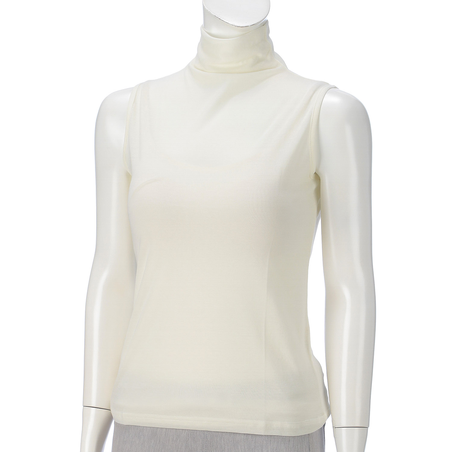 スーパーソフトボトルネックノースリーブカットソー