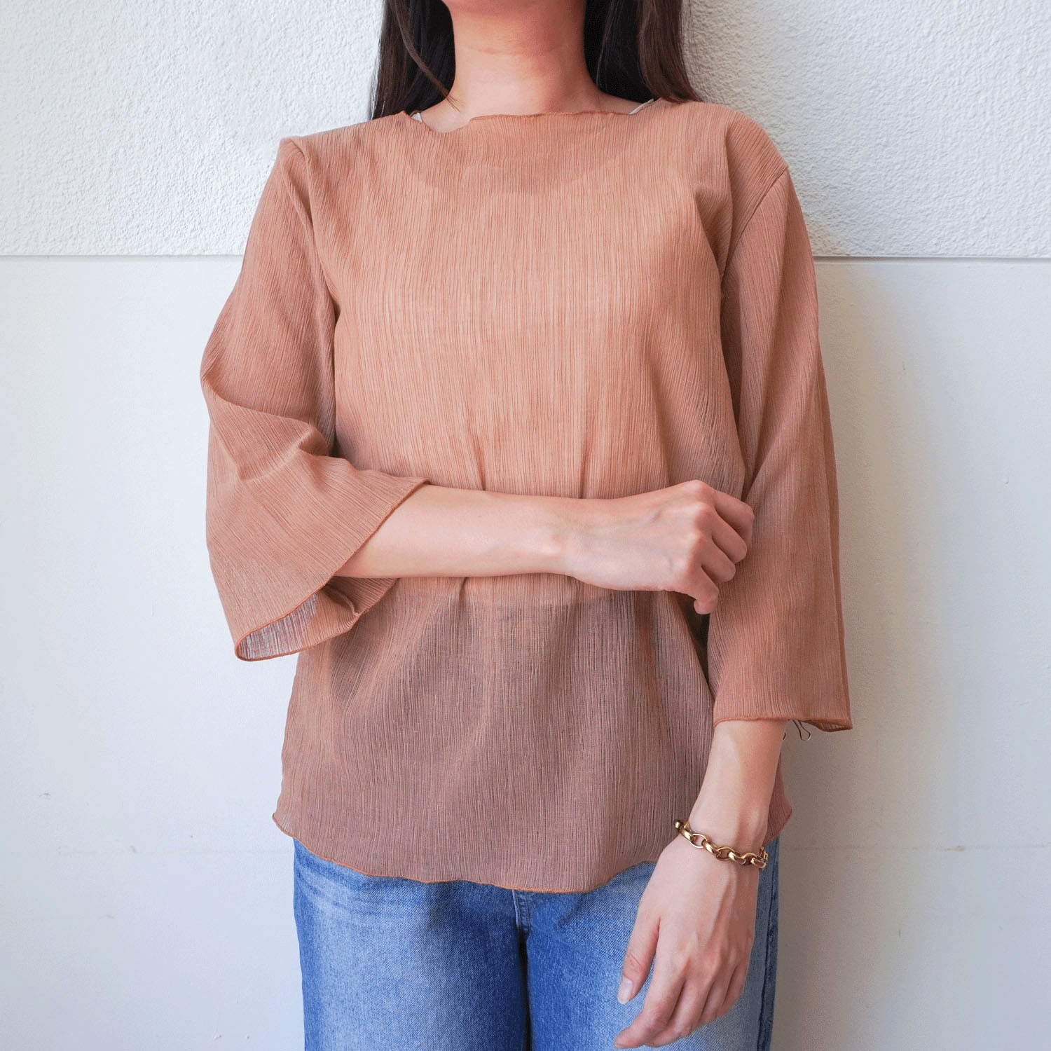 【InstaLive】シアー楊柳メロウ7分袖カットソー