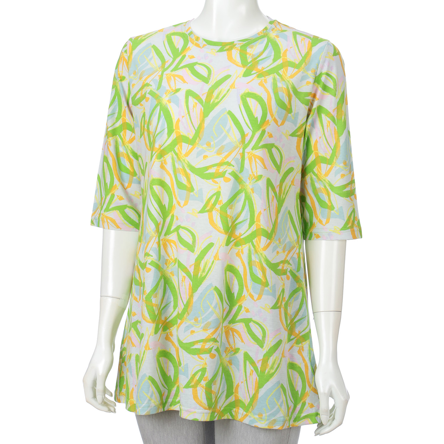 葉柄プリント チュニック 6分袖 - 画像3