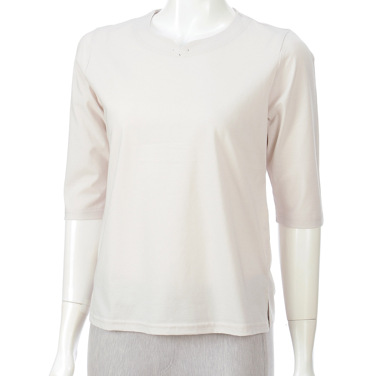 強撚天竺無地 ハート衿 6分袖 - 画像3