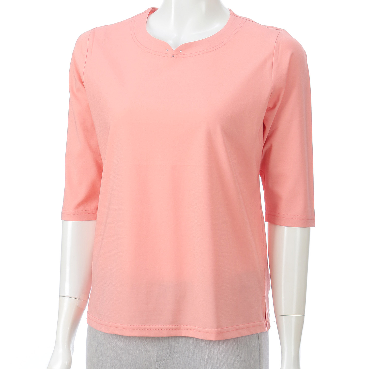 強撚天竺無地 ハート衿 6分袖